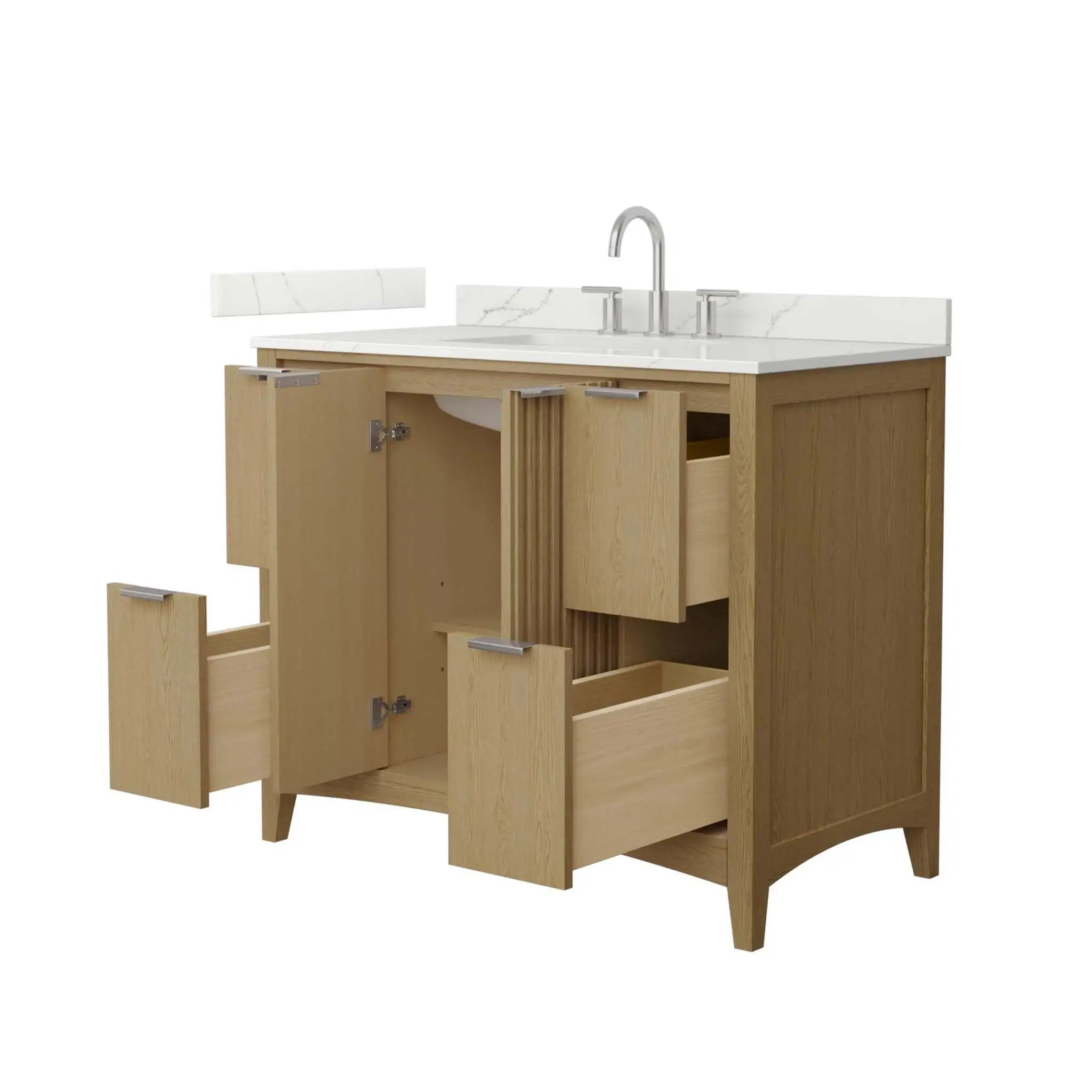 42" Palmilla Single Bathroom Vanity in Natural Oak with Brushed Nickel Trim by Wyndham