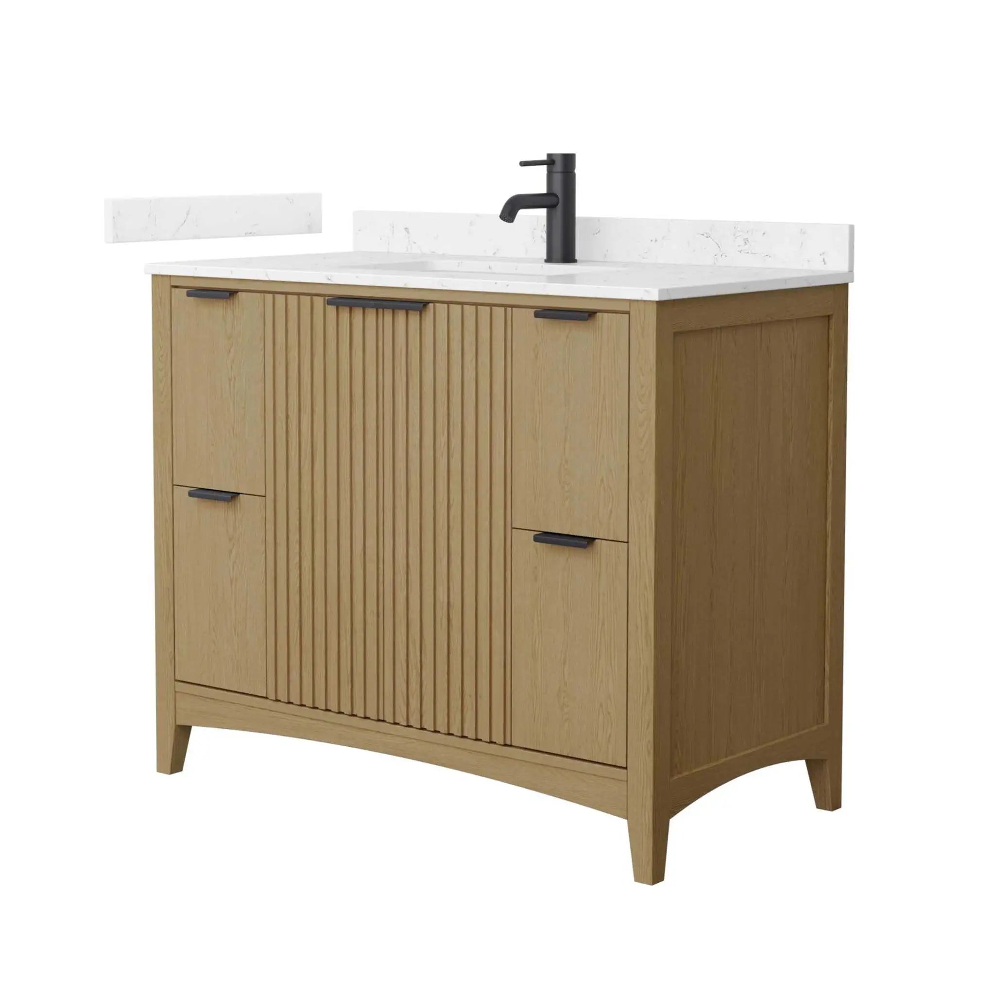 42" Palmilla Single Bathroom Vanity in Natural Oak with Matte Black Trim by Wyndham