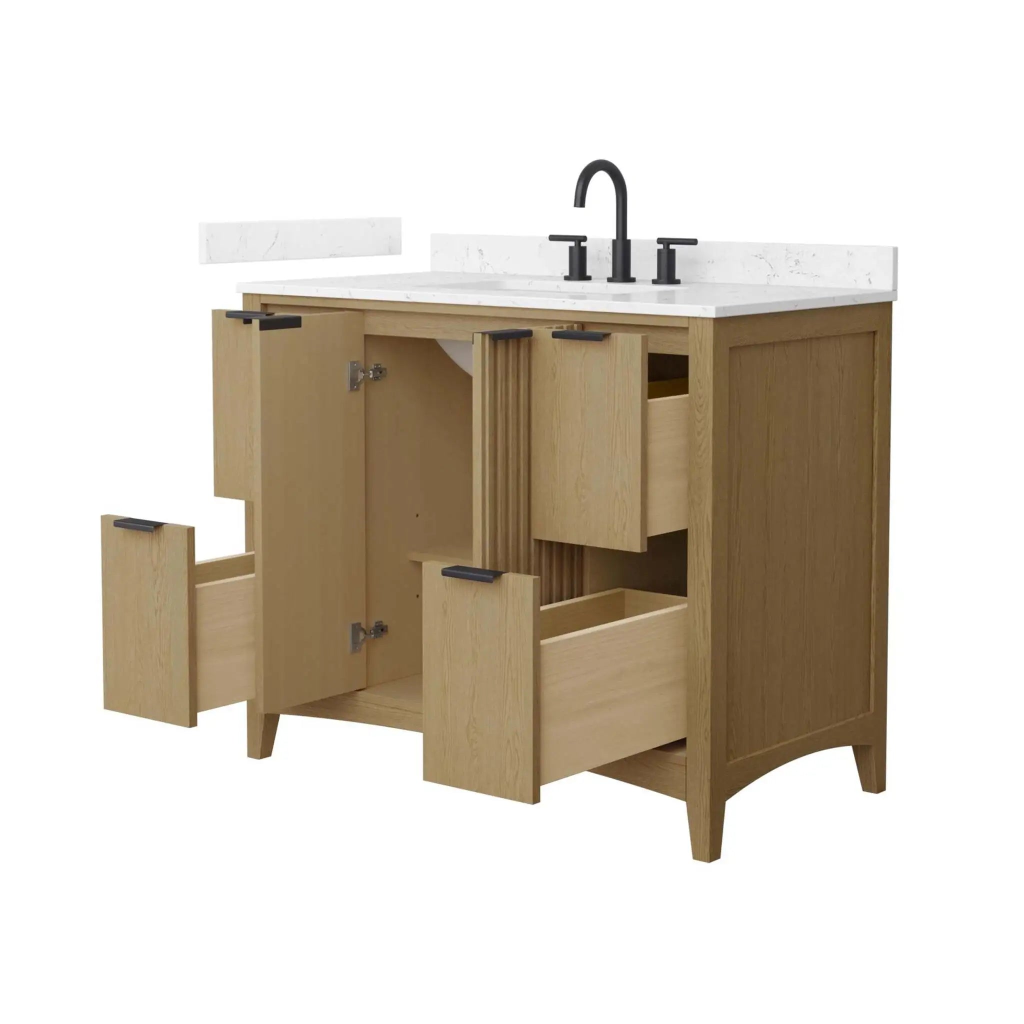 42" Palmilla Single Bathroom Vanity in Natural Oak with Matte Black Trim by Wyndham