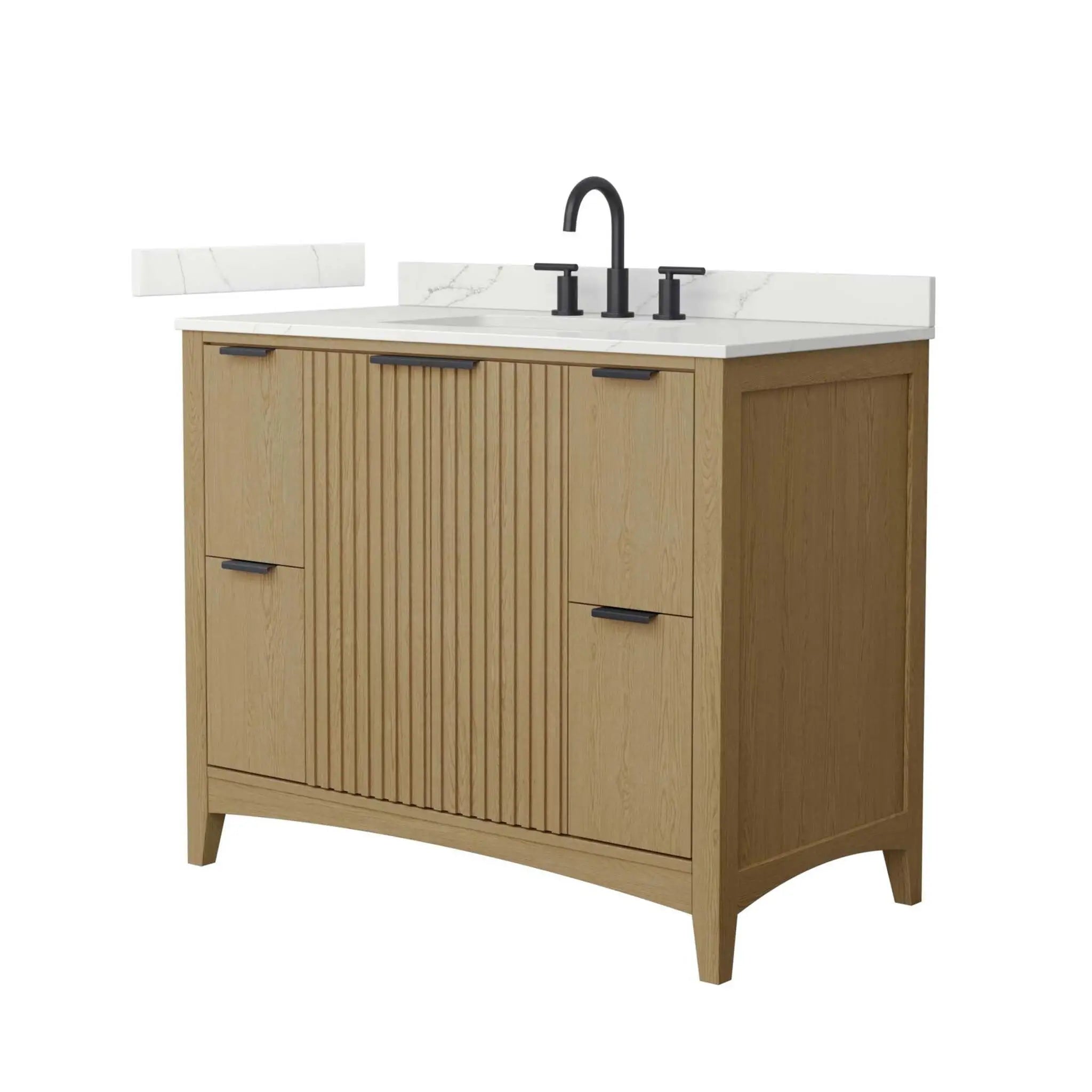 42" Palmilla Single Bathroom Vanity in Natural Oak with Matte Black Trim by Wyndham