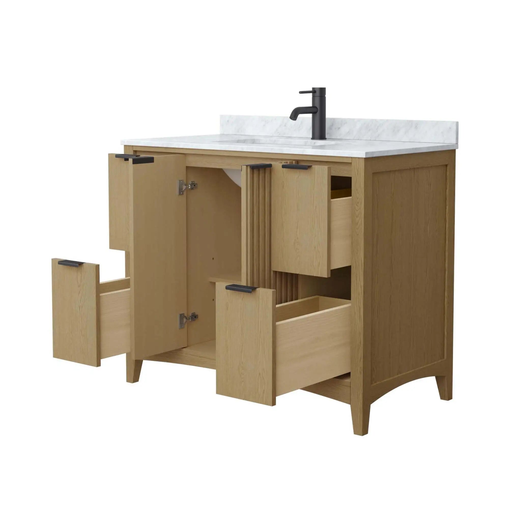 42" Palmilla Single Bathroom Vanity in Natural Oak with Matte Black Trim by Wyndham