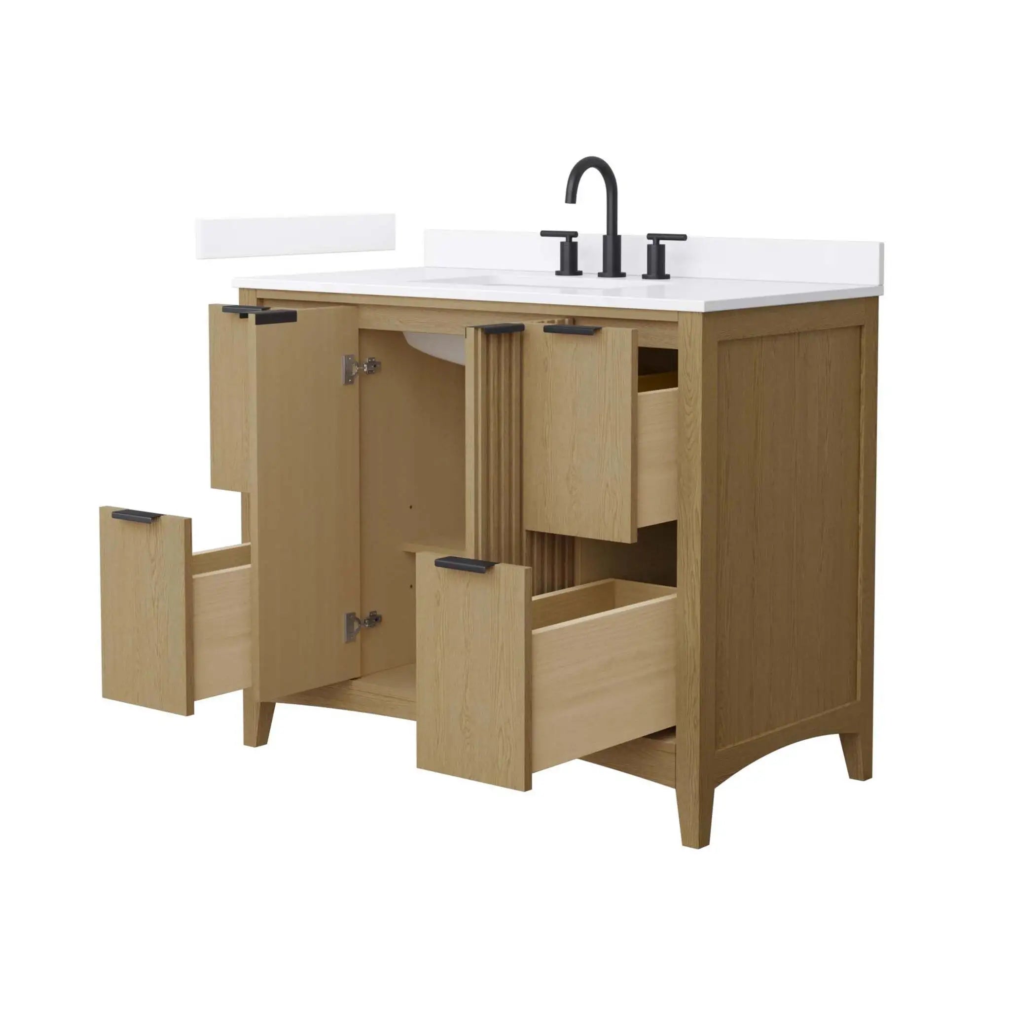 42" Palmilla Single Bathroom Vanity in Natural Oak with Matte Black Trim by Wyndham
