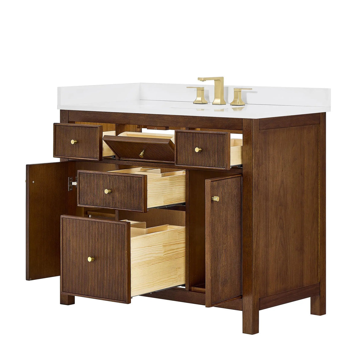 42" Pendry Single Bathroom Vanity Dark Walnut Brushed Gold Trim by wyndham View 23
