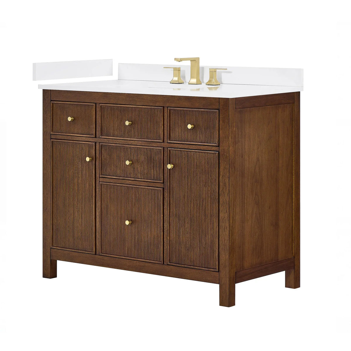 42" Pendry Single Bathroom Vanity Dark Walnut Brushed Gold Trim by wyndham View 29