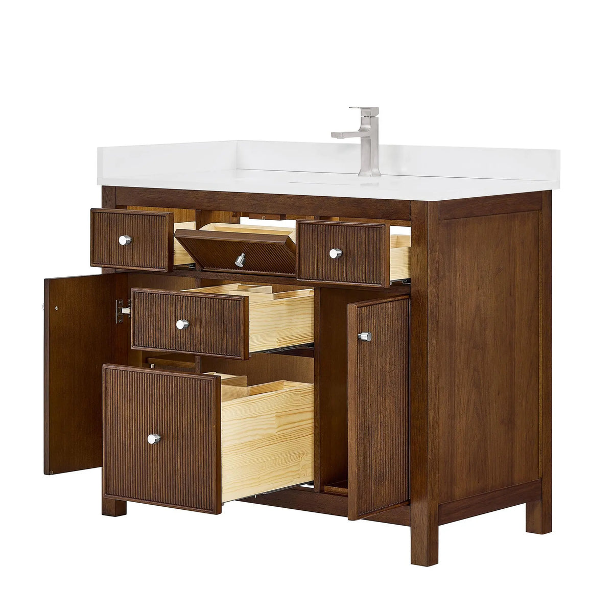42" Pendry Single Bathroom Vanity Dark Walnut Brushed Nickel Trim by wyndham View 15