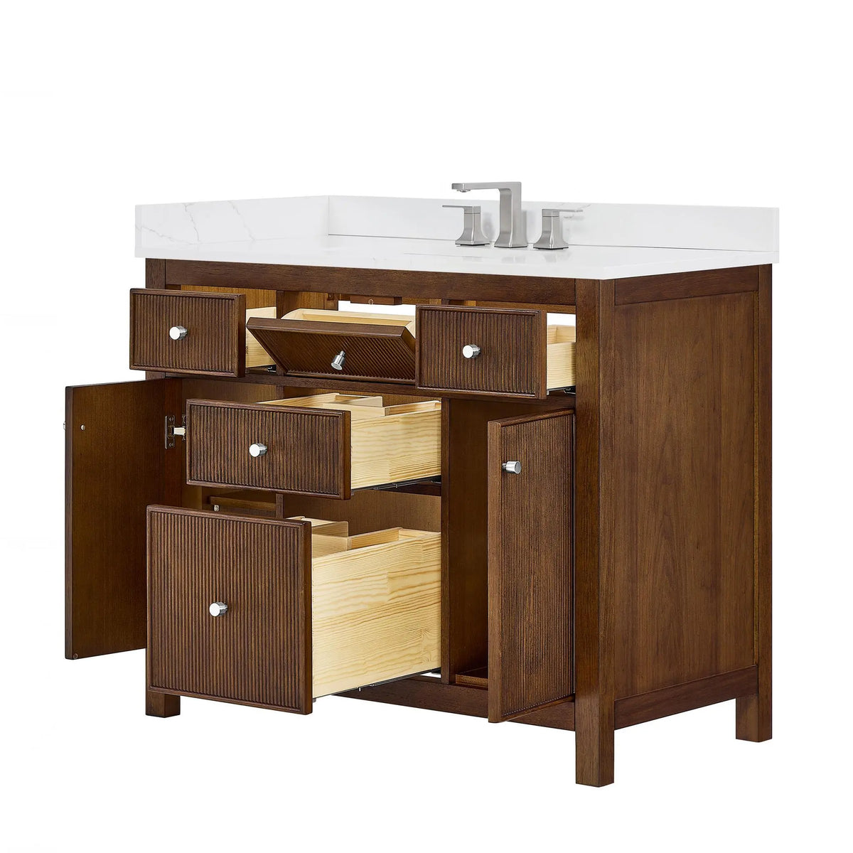 42" Pendry Single Bathroom Vanity Dark Walnut Brushed Nickel Trim by wyndham View 19