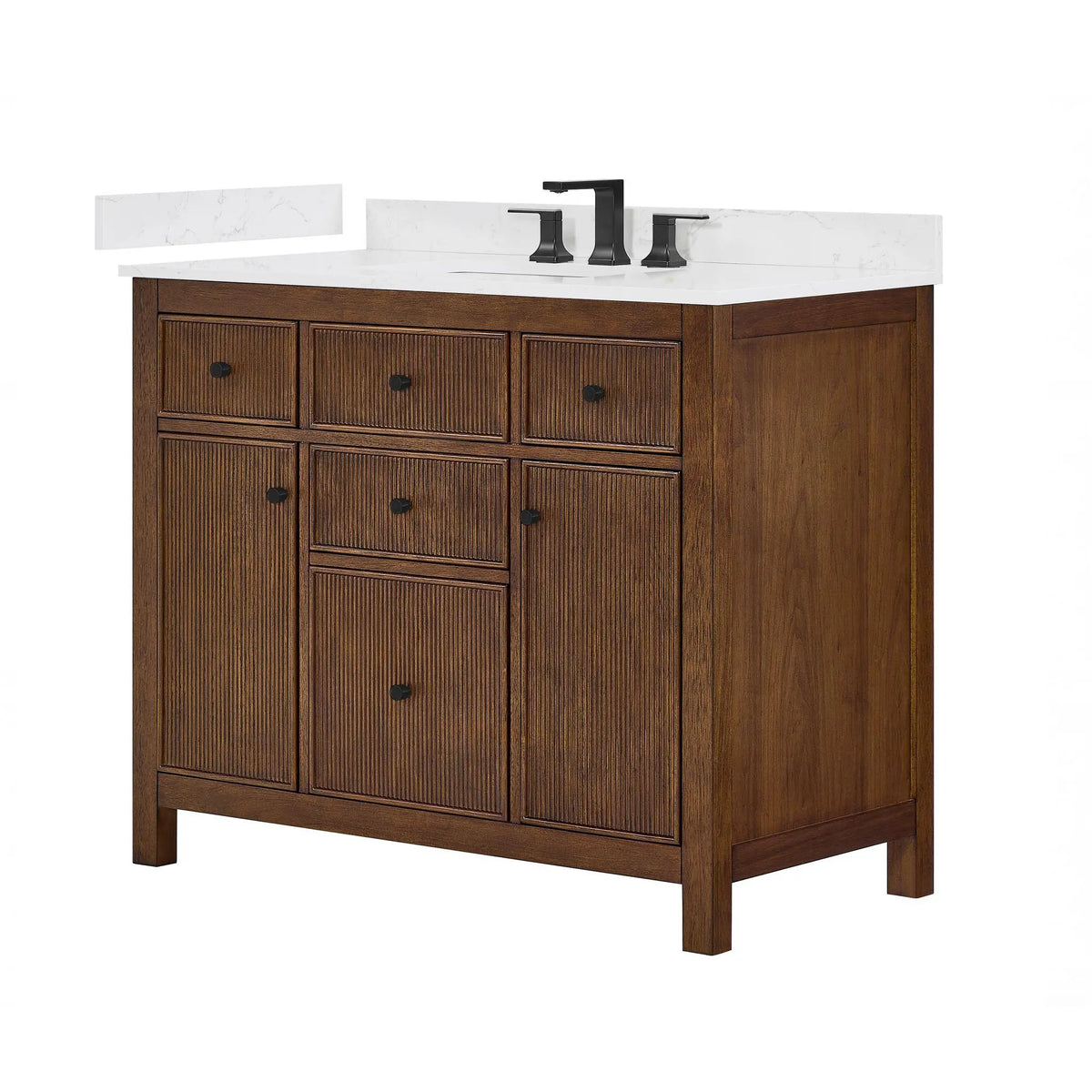 42" Pendry Single Bathroom Vanity Dark Walnut Matte Black Trim by wyndham View 25