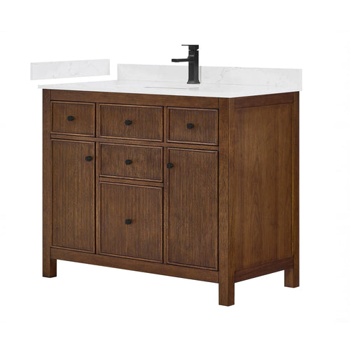 42" Pendry Single Bathroom Vanity Dark Walnut Matte Black Trim by wyndham