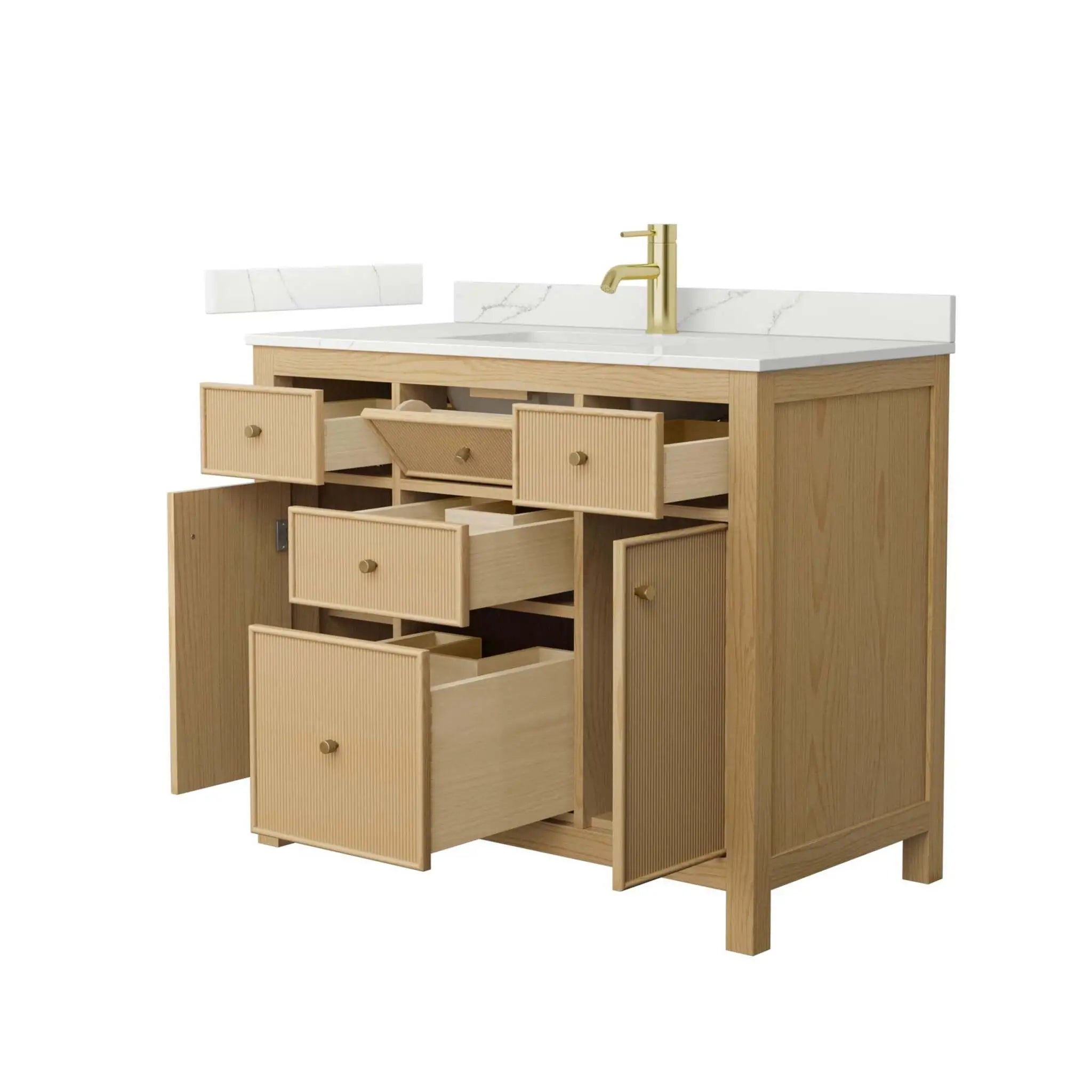 42" Pendry Single Bathroom Vanity in Tanned Oak with Brushed Gold Trim by Wyndham