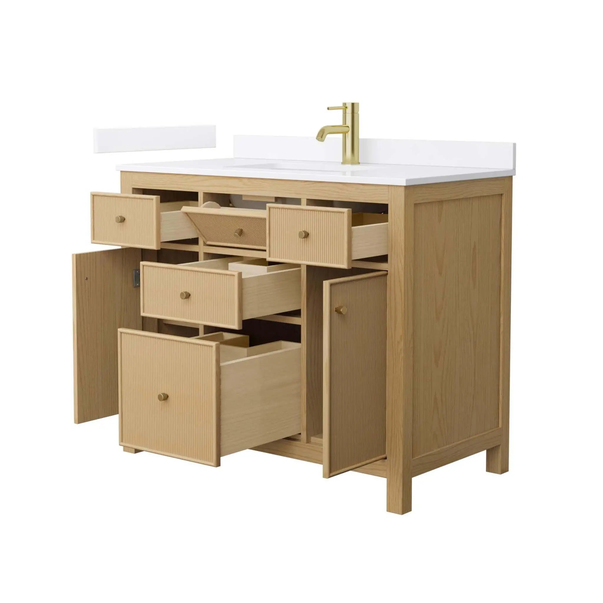 42" Pendry Single Bathroom Vanity in Tanned Oak with Brushed Gold Trim by Wyndham