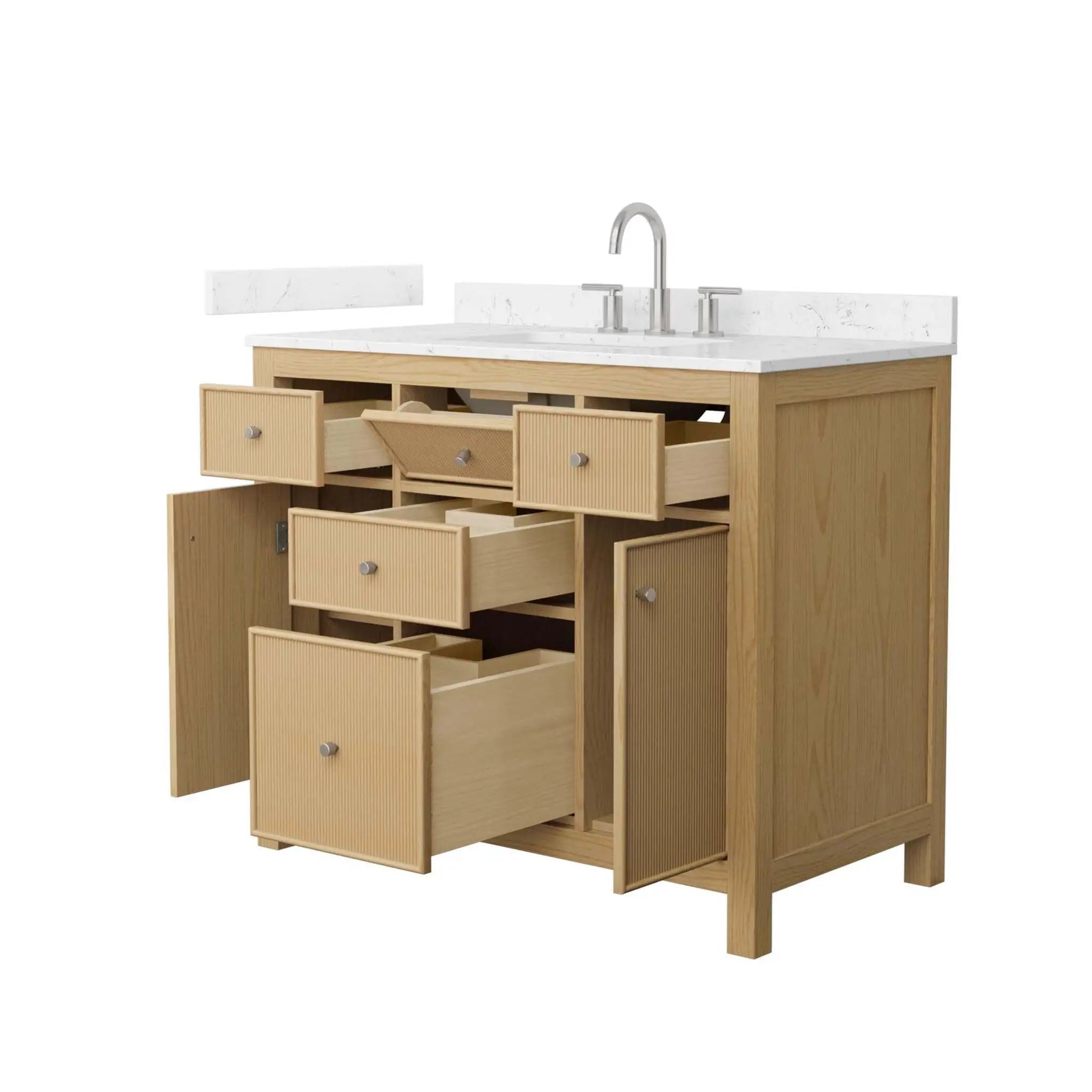 42" Pendry Single Bathroom Vanity in Tanned Oak with Brushed Nickel Trim by Wyndham