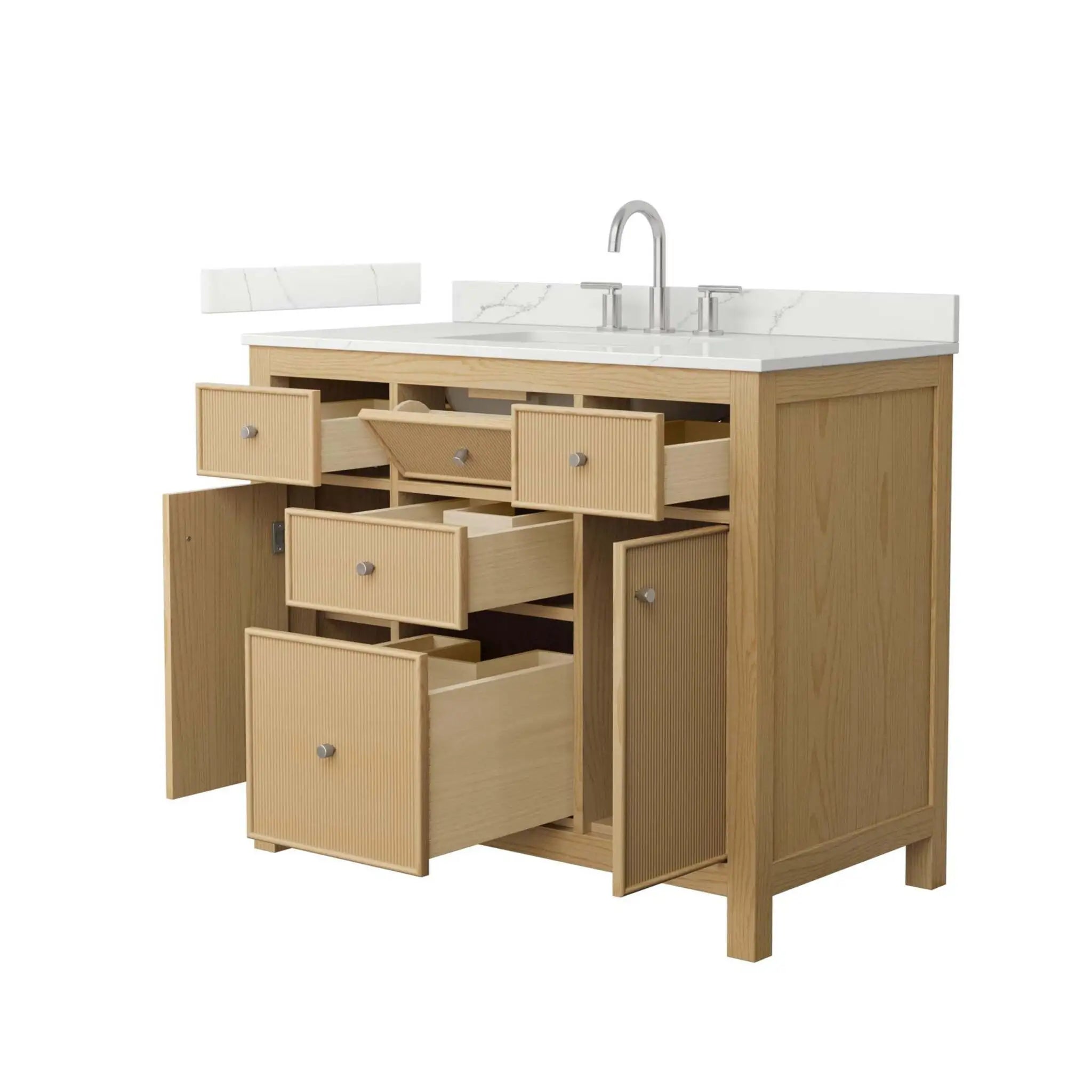 42" Pendry Single Bathroom Vanity in Tanned Oak with Brushed Nickel Trim by Wyndham