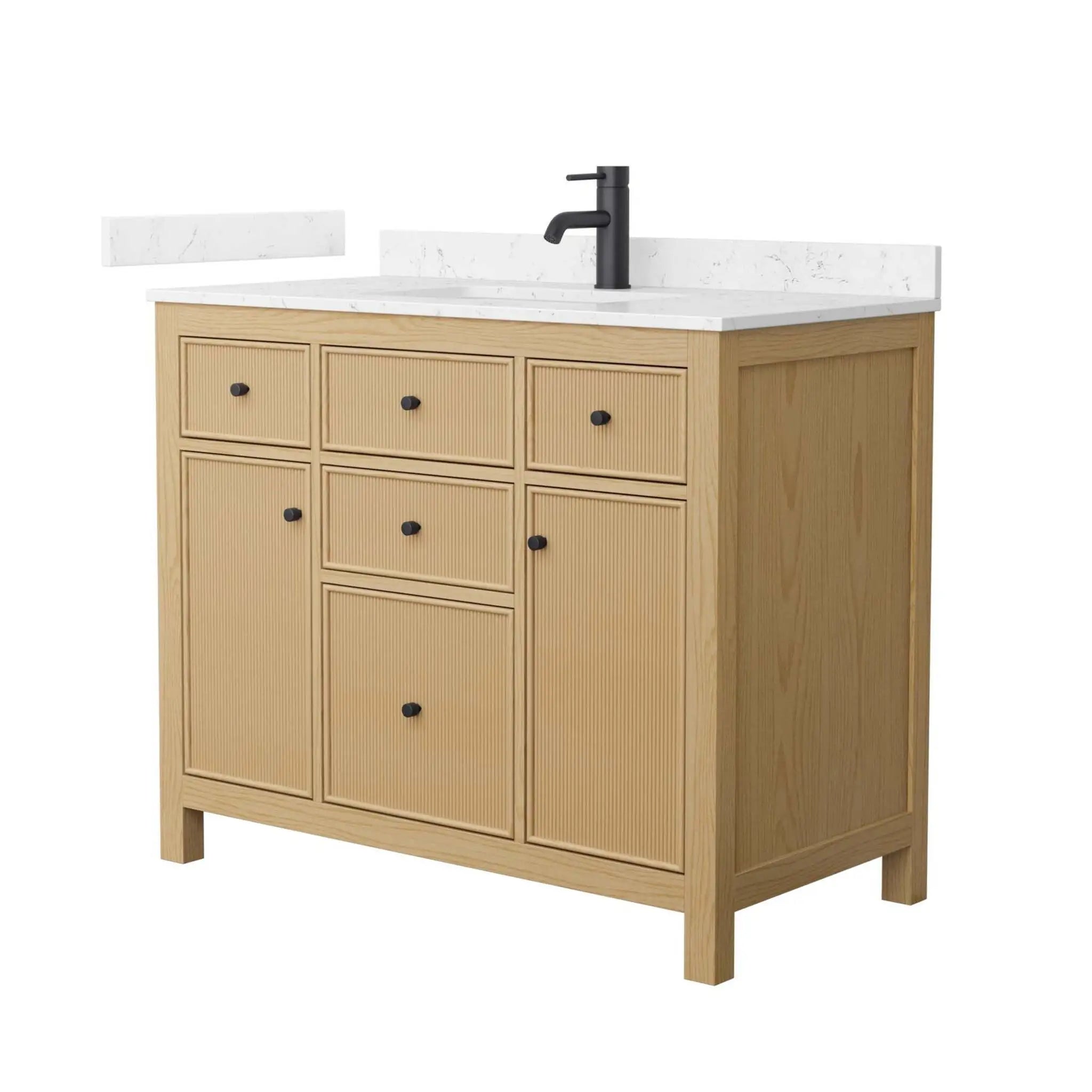 42" Pendry Single Bathroom Vanity in Tanned Oak with Matte Black Trim by Wyndham