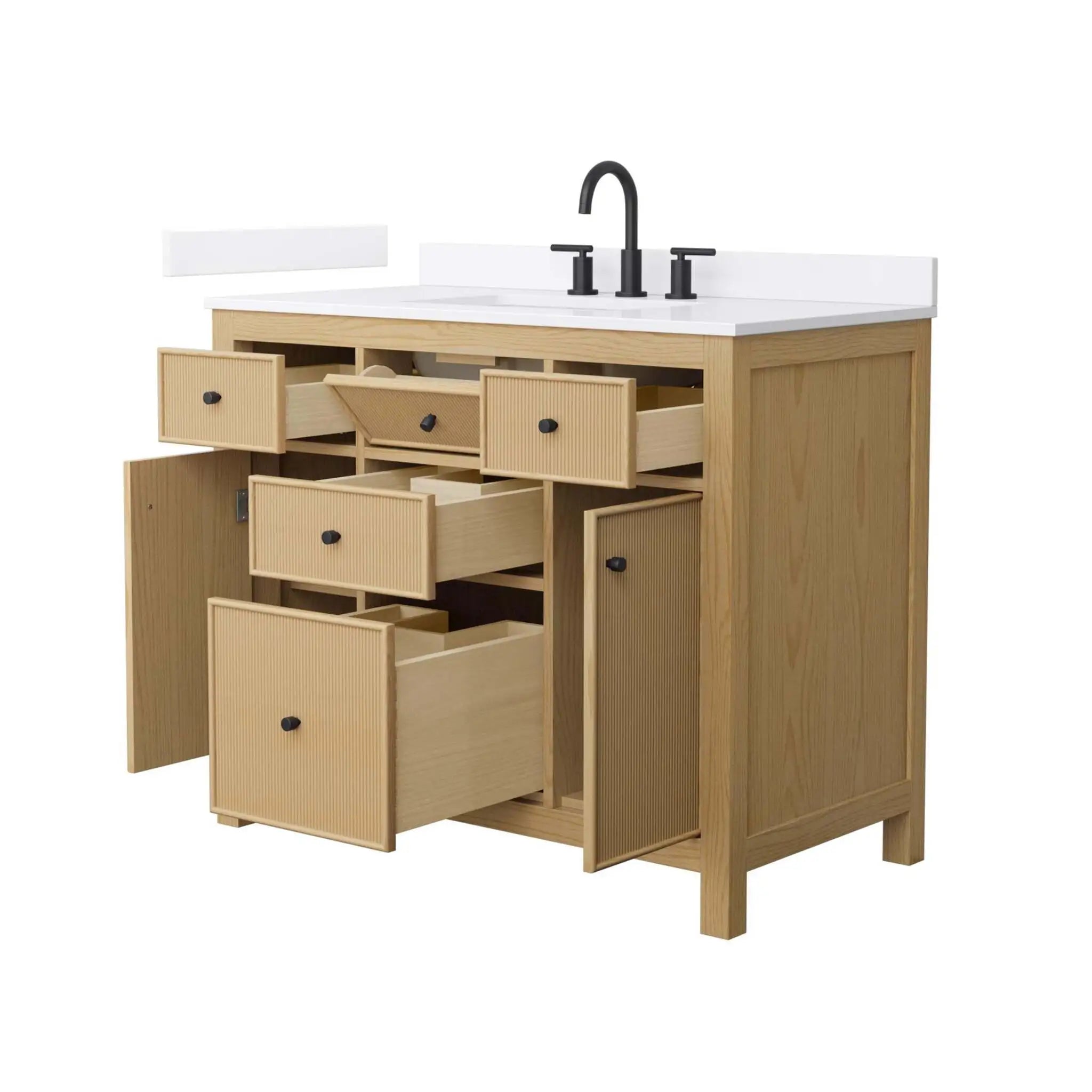 42" Pendry Single Bathroom Vanity in Tanned Oak with Matte Black Trim by Wyndham