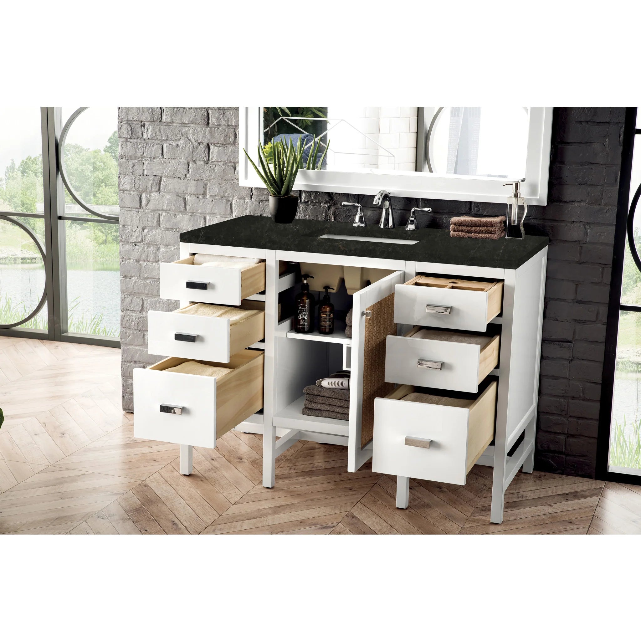 48-addison-single-vanity-cabinet-in-glossy-white-by-james-martin-vanities-e444-v48-gw-phantome-eclos-zero-silica image 1
