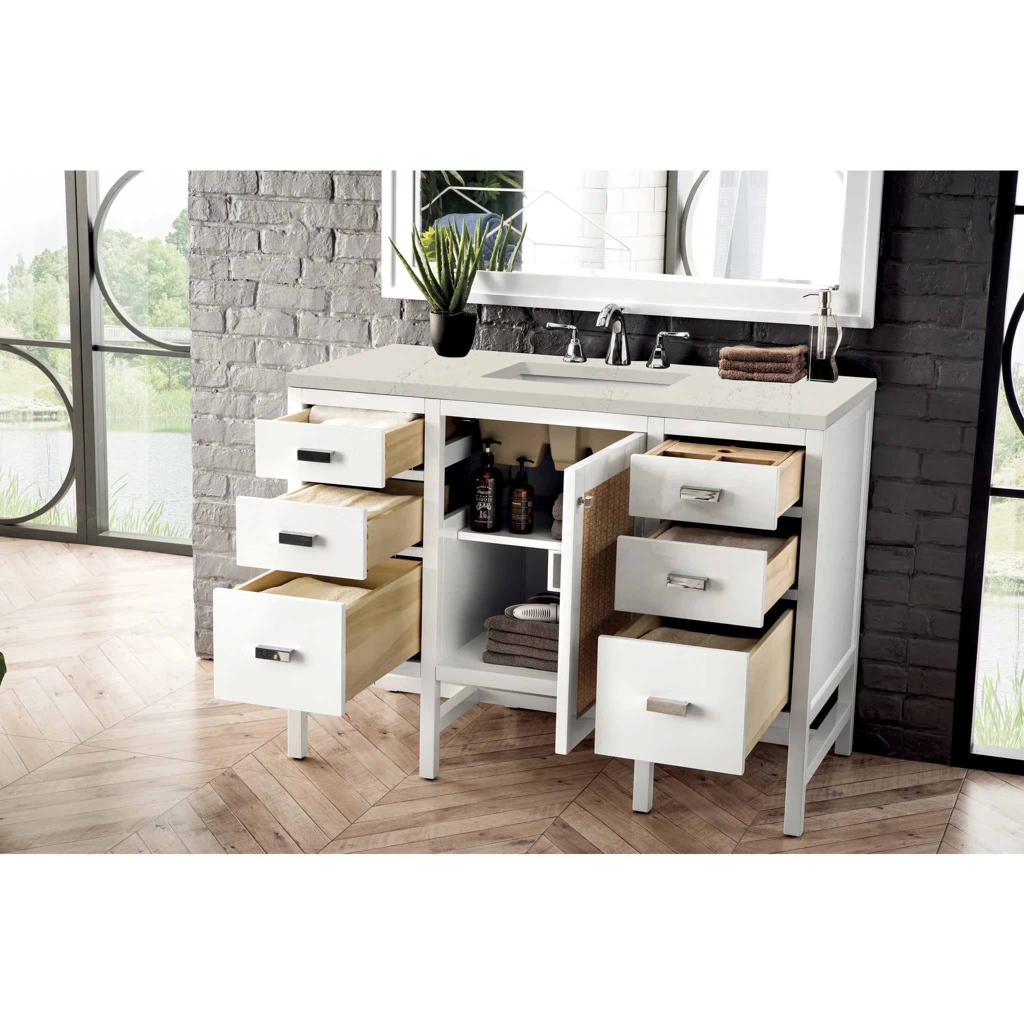 48-addison-single-vanity-cabinet-in-glossy-white-by-james-martin-vanities-e444-v48-gw-siberian-silestone image 1