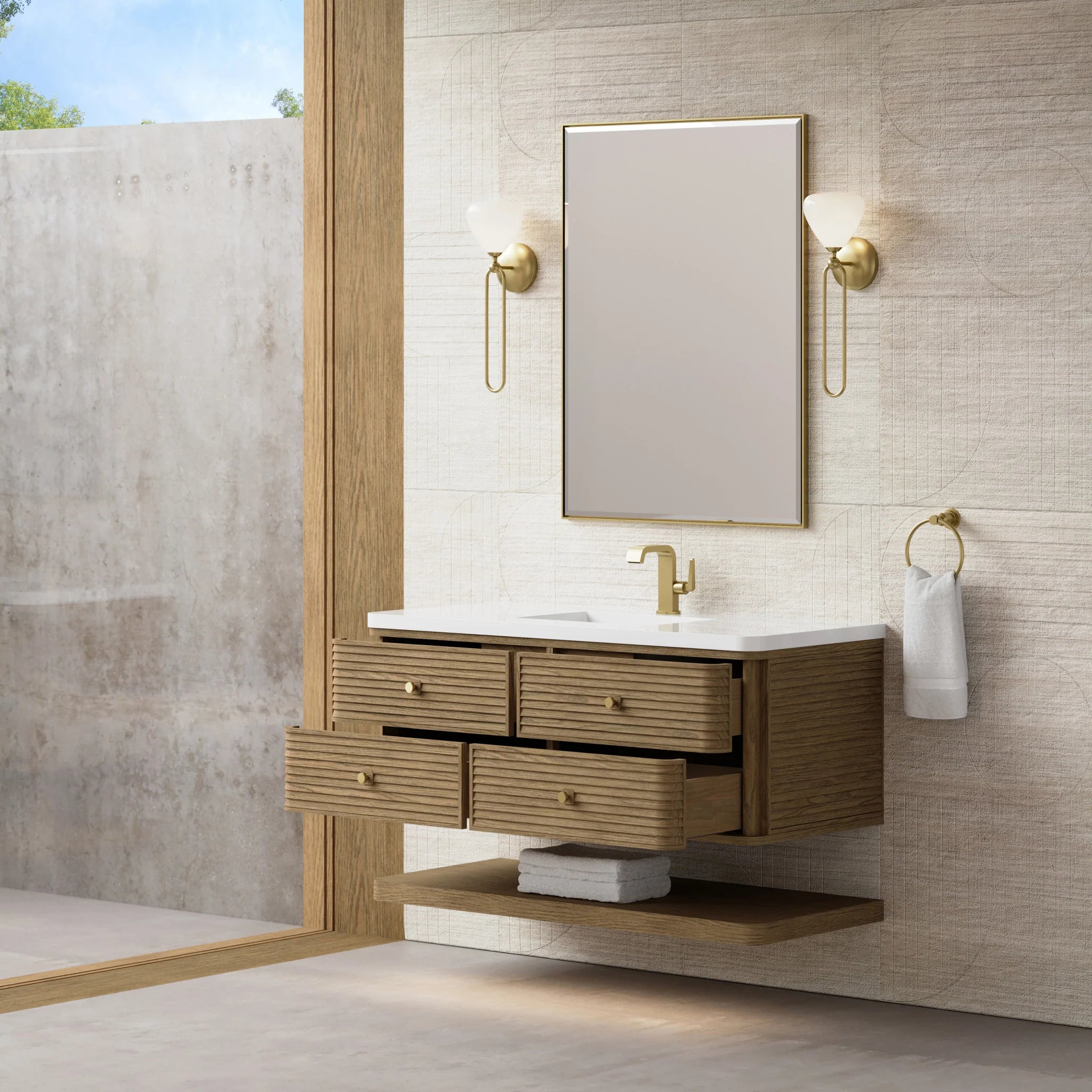 48" Allamari Single Vanity in Dune Mist by James Martin Vanities-White Zeus Silestone 6