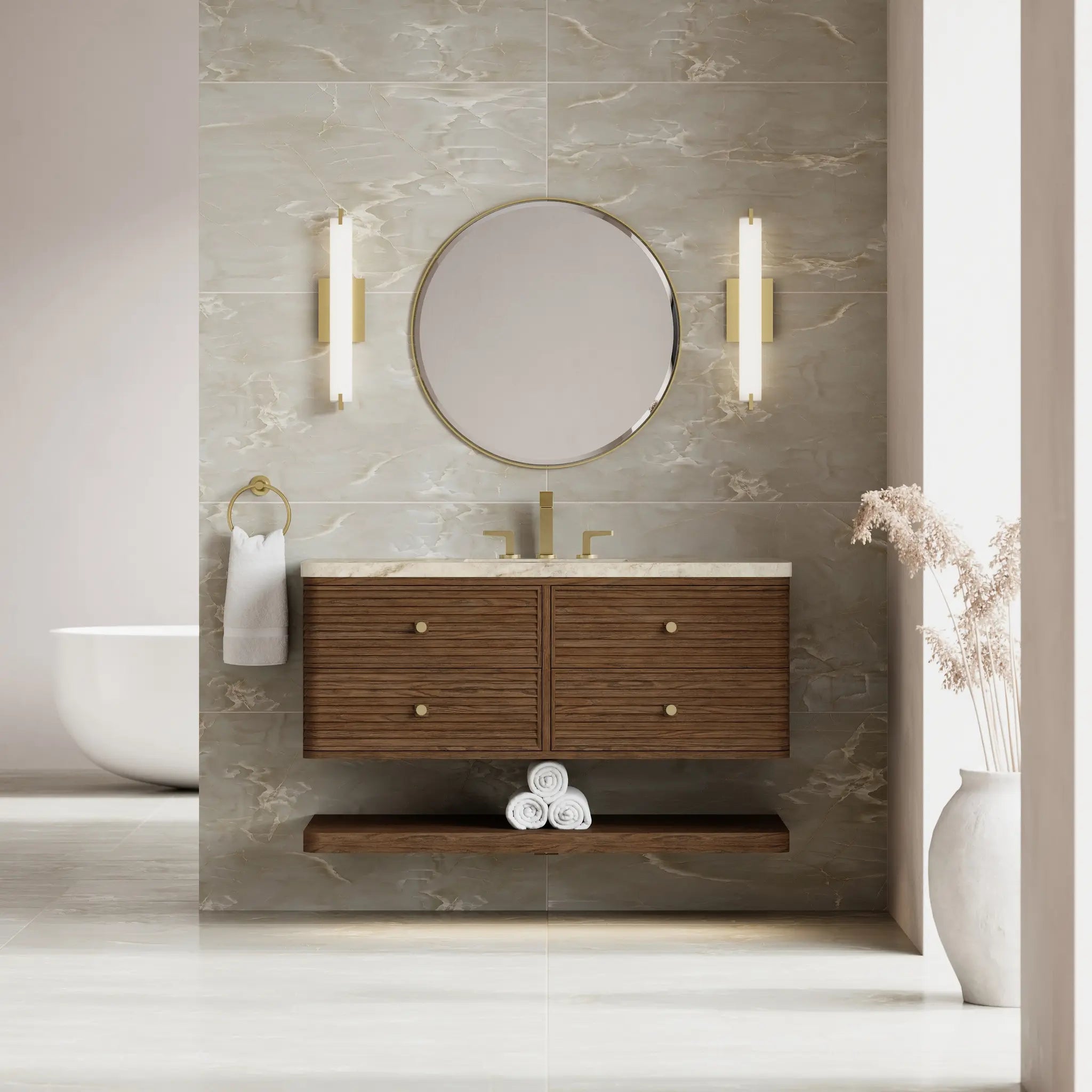 48 Allamari Single Vanity In Sable Power Enabled Tajnar Eclos 8 Widespread 5