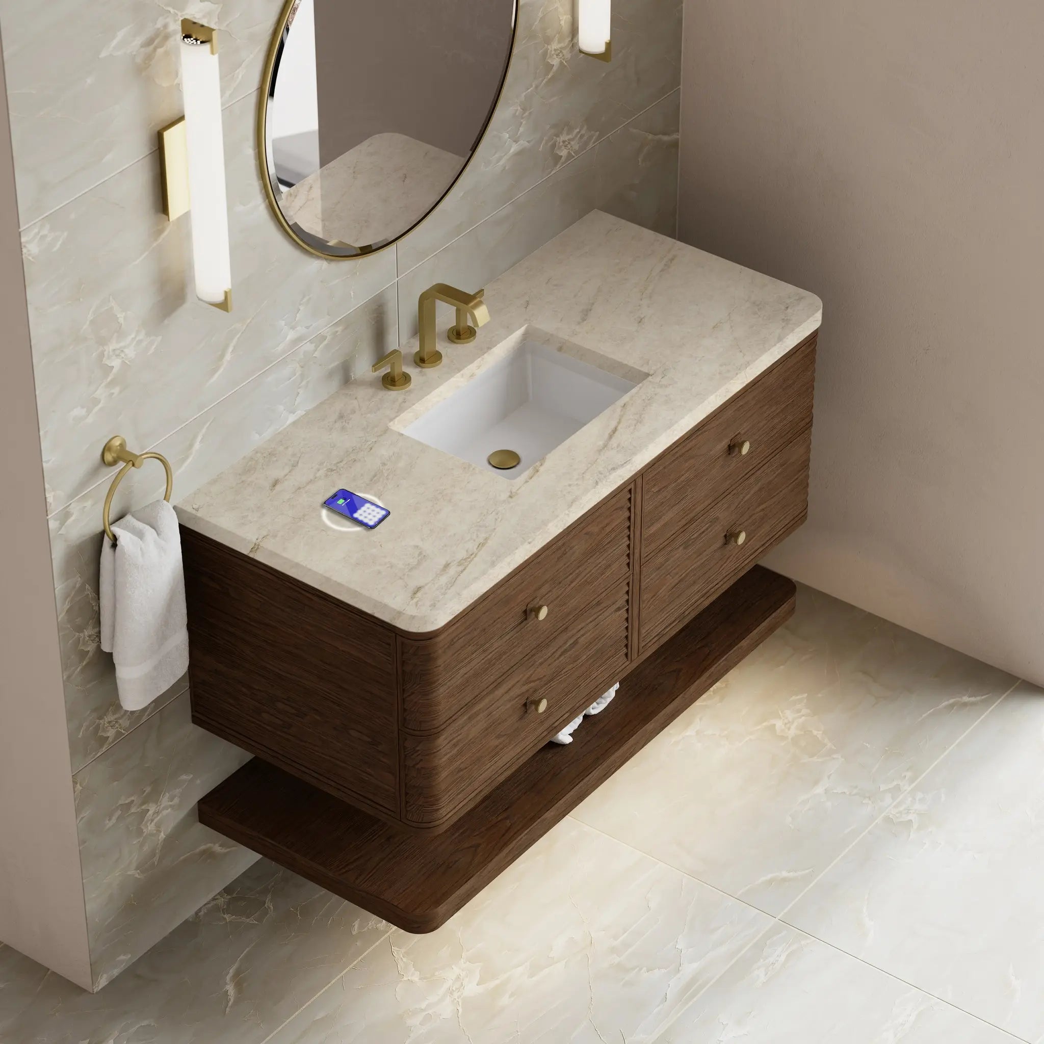 48 Allamari Single Vanity In Sable Power Enabled Tajnar Eclos 8 Widespread 9