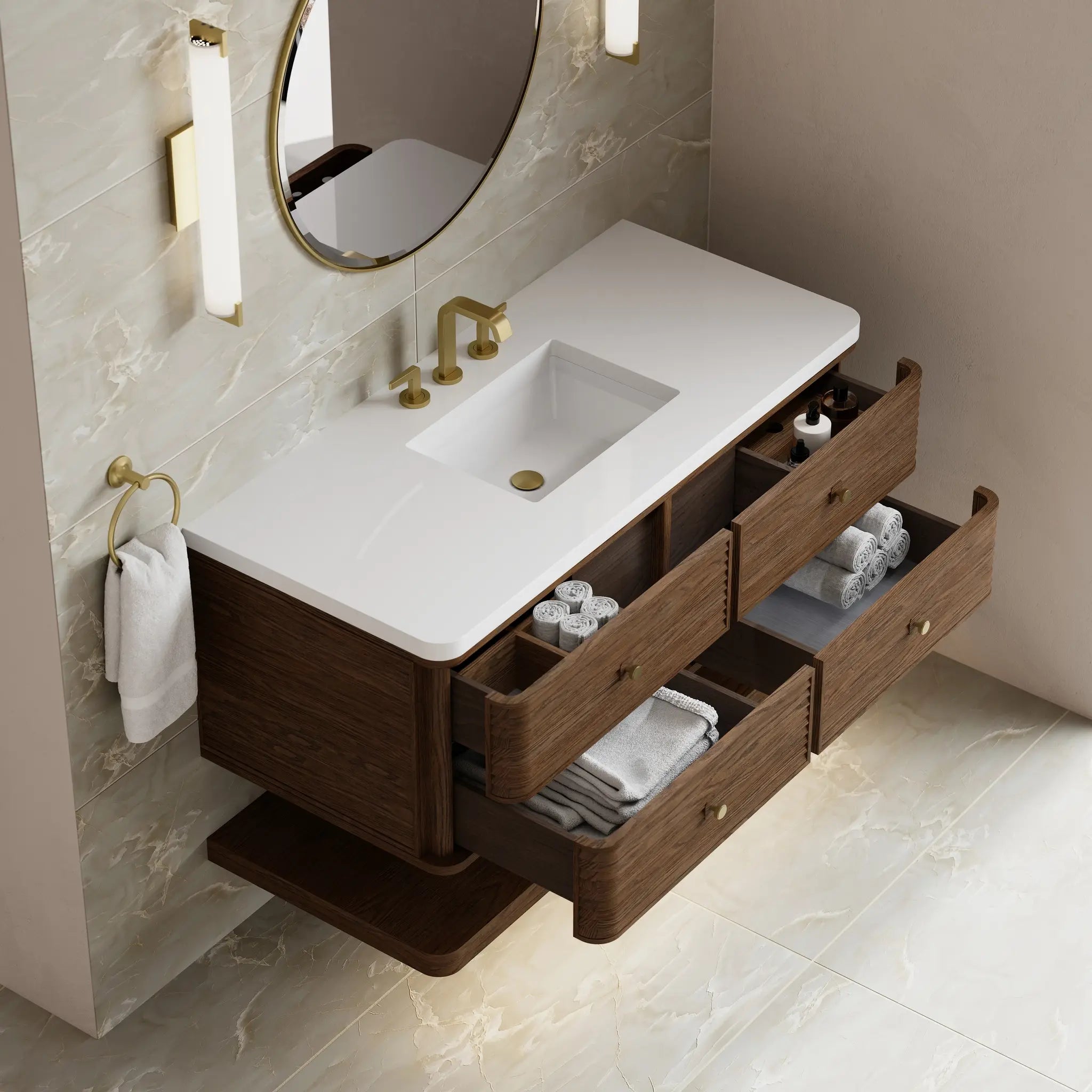 48 Allamari Single Vanity In Sable Standard White Zeus Silestone 8 Widespread 9