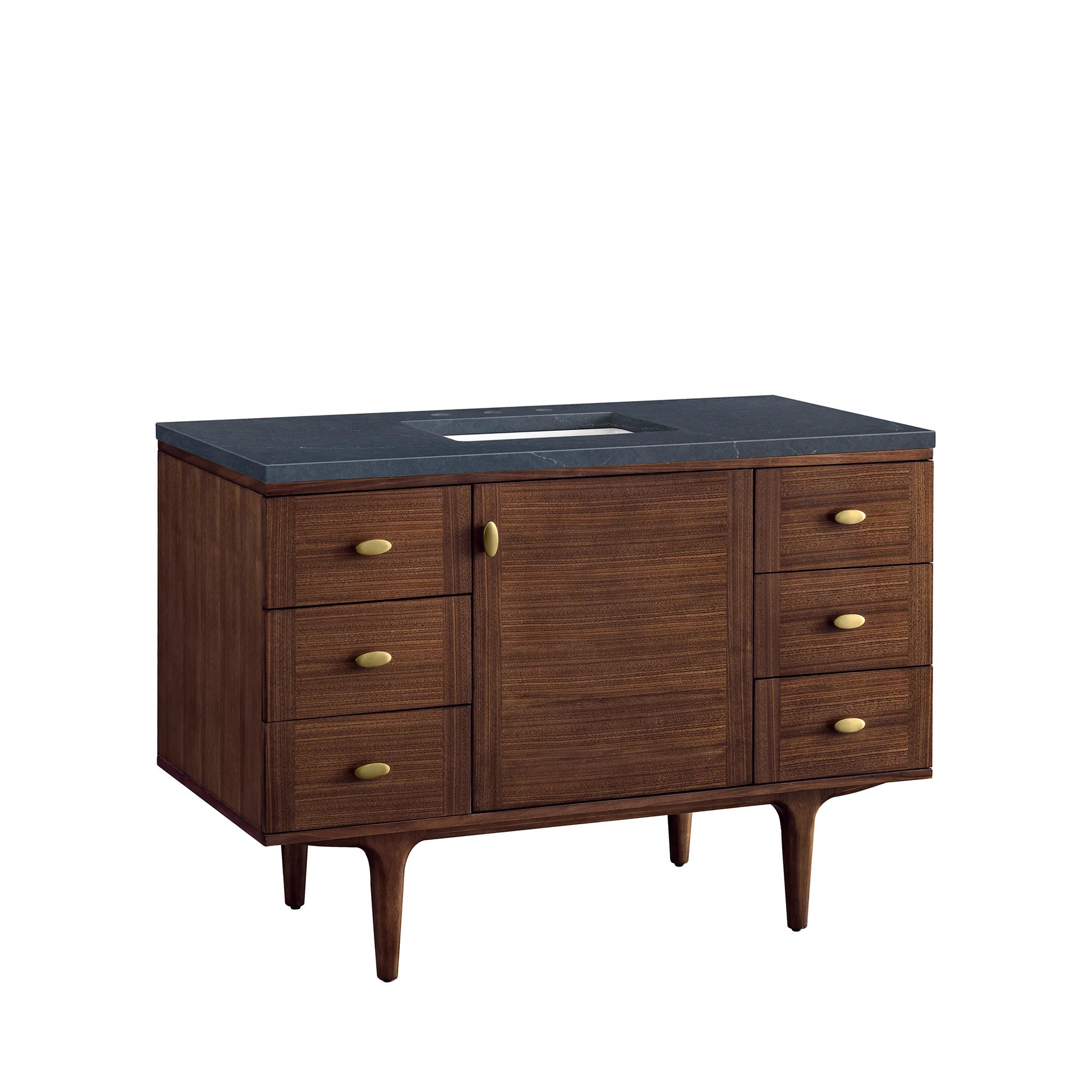 48" Amberly Single Vanity in Mid-Century Walnut-Charcoal Soapstone Silestone-8" Widespread image 16