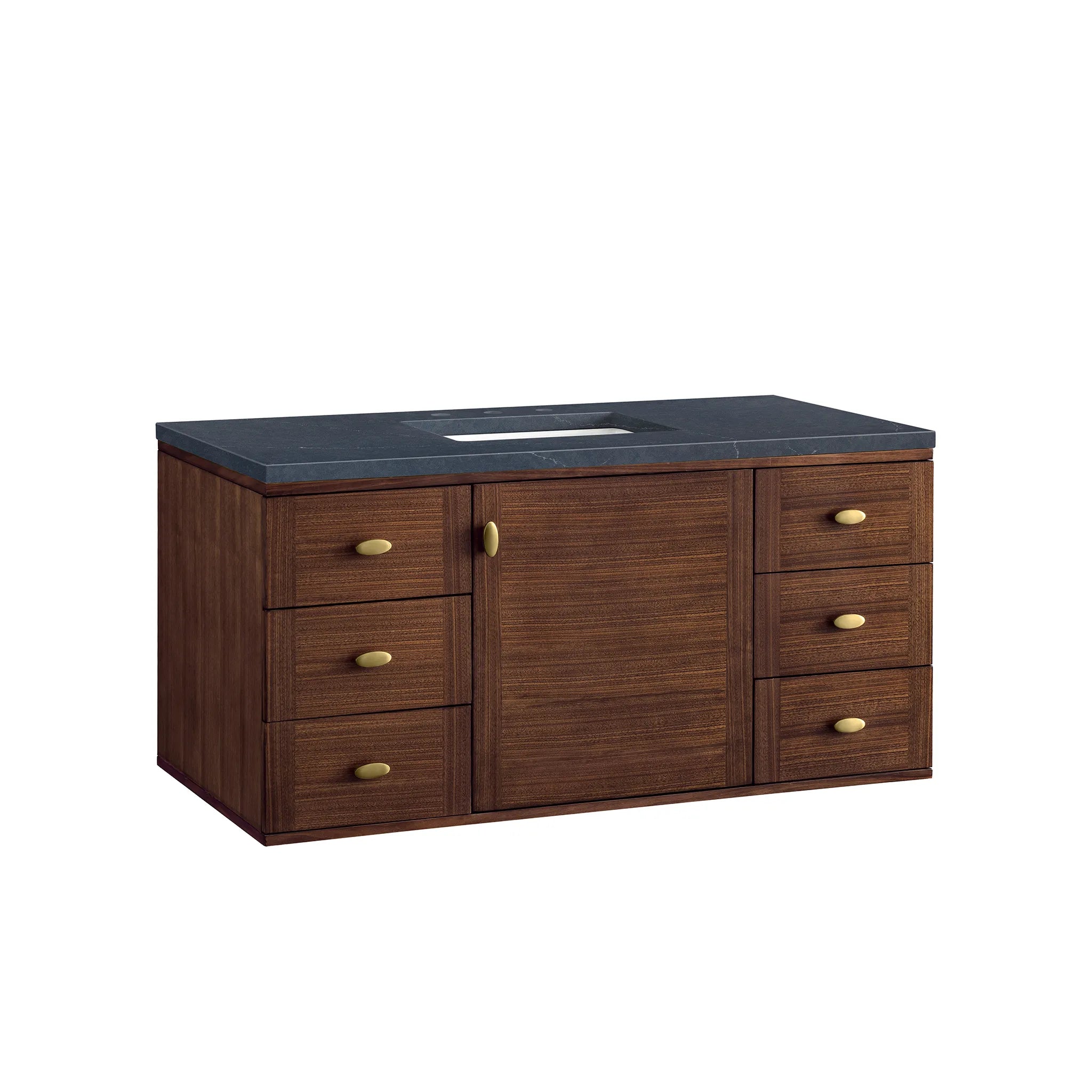 48" Amberly Single Vanity in Mid-Century Walnut-Charcoal Soapstone Silestone-8" Widespread image 17