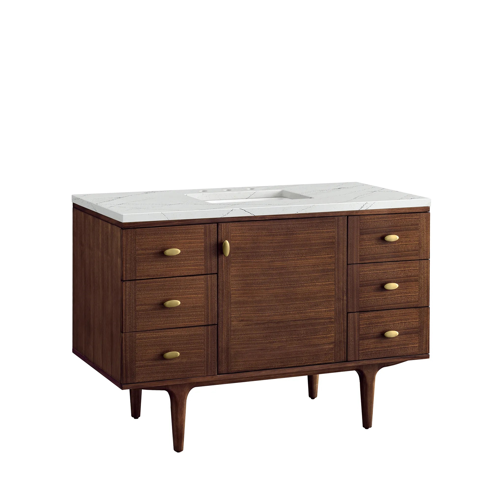 48" Amberly Single Vanity in Mid-Century Walnut-Ethereal Noctis Silestone-8" Widespread image 10
