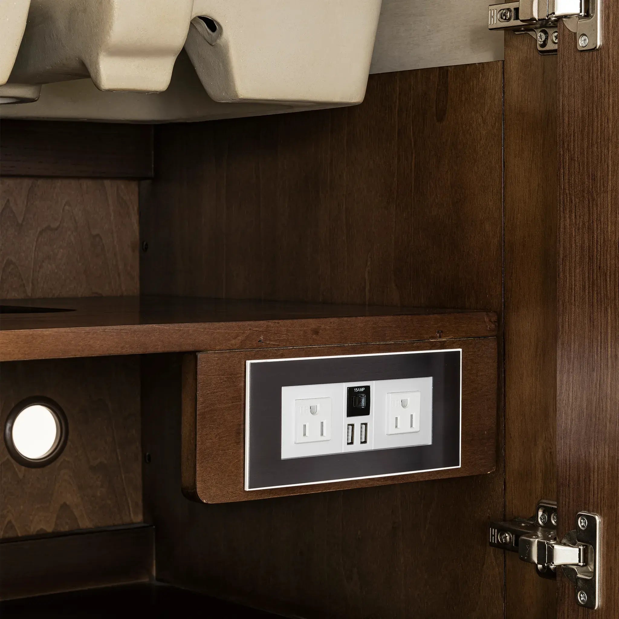 48" Amberly Single Vanity in Mid-Century Walnut w/FreePower Wireless Charger-Cabinet Only-Not Available image 11
