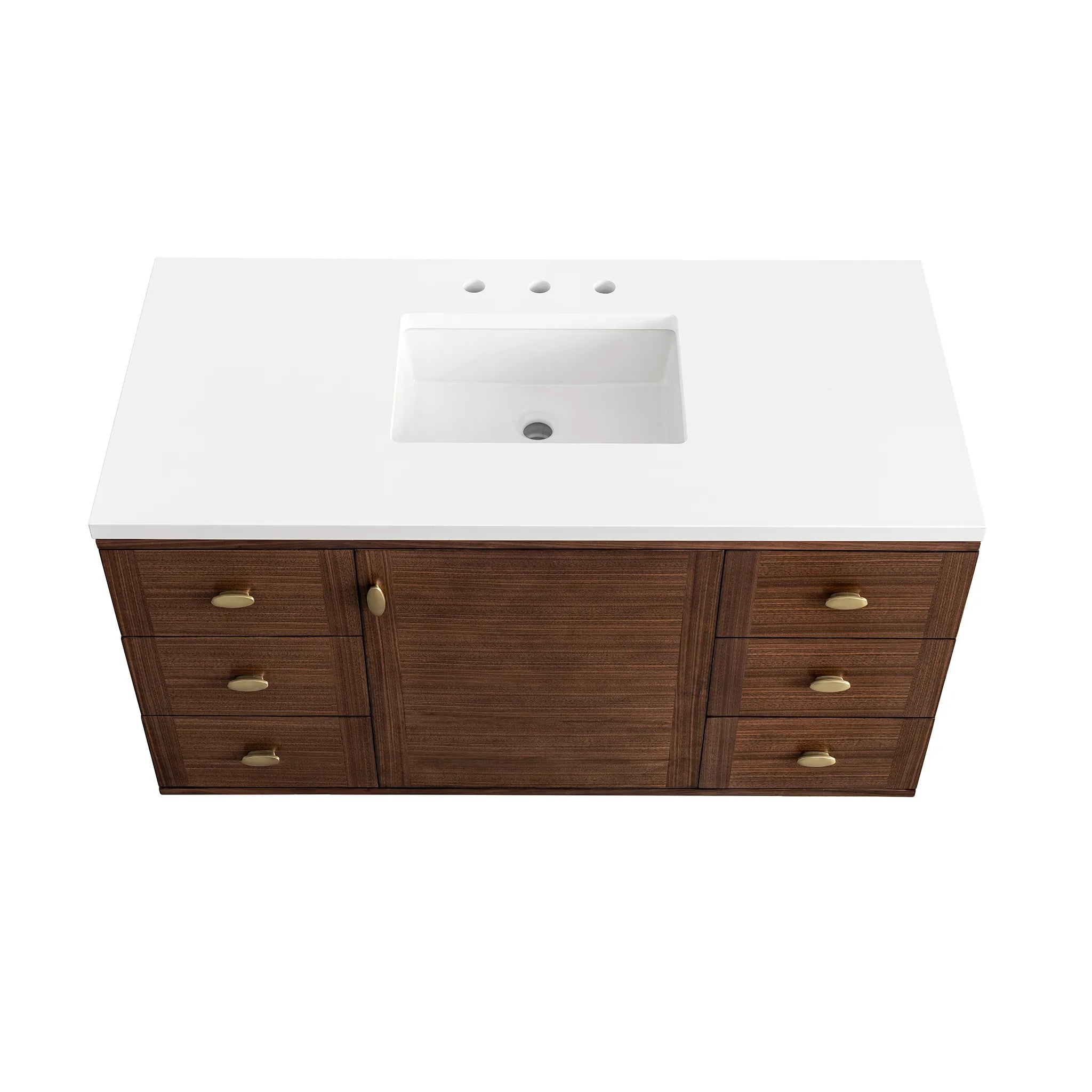 48" Amberly Single Vanity in Mid-Century Walnut-White Zeus Silestone-8" Widespread image 12