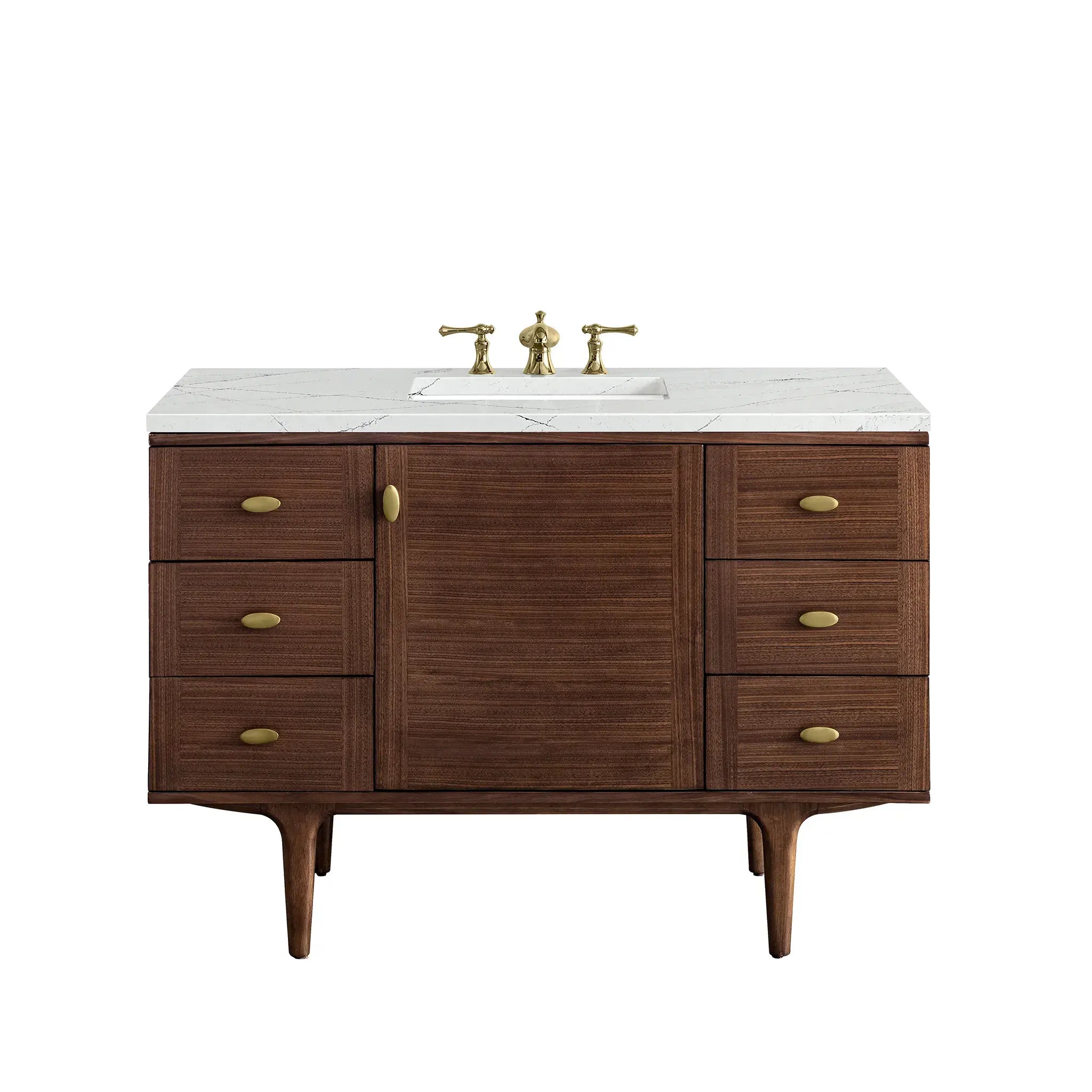 48" Amberly Single Vanity in Mid-Century Walnut by James Martin Vanities - AURA Modern Home