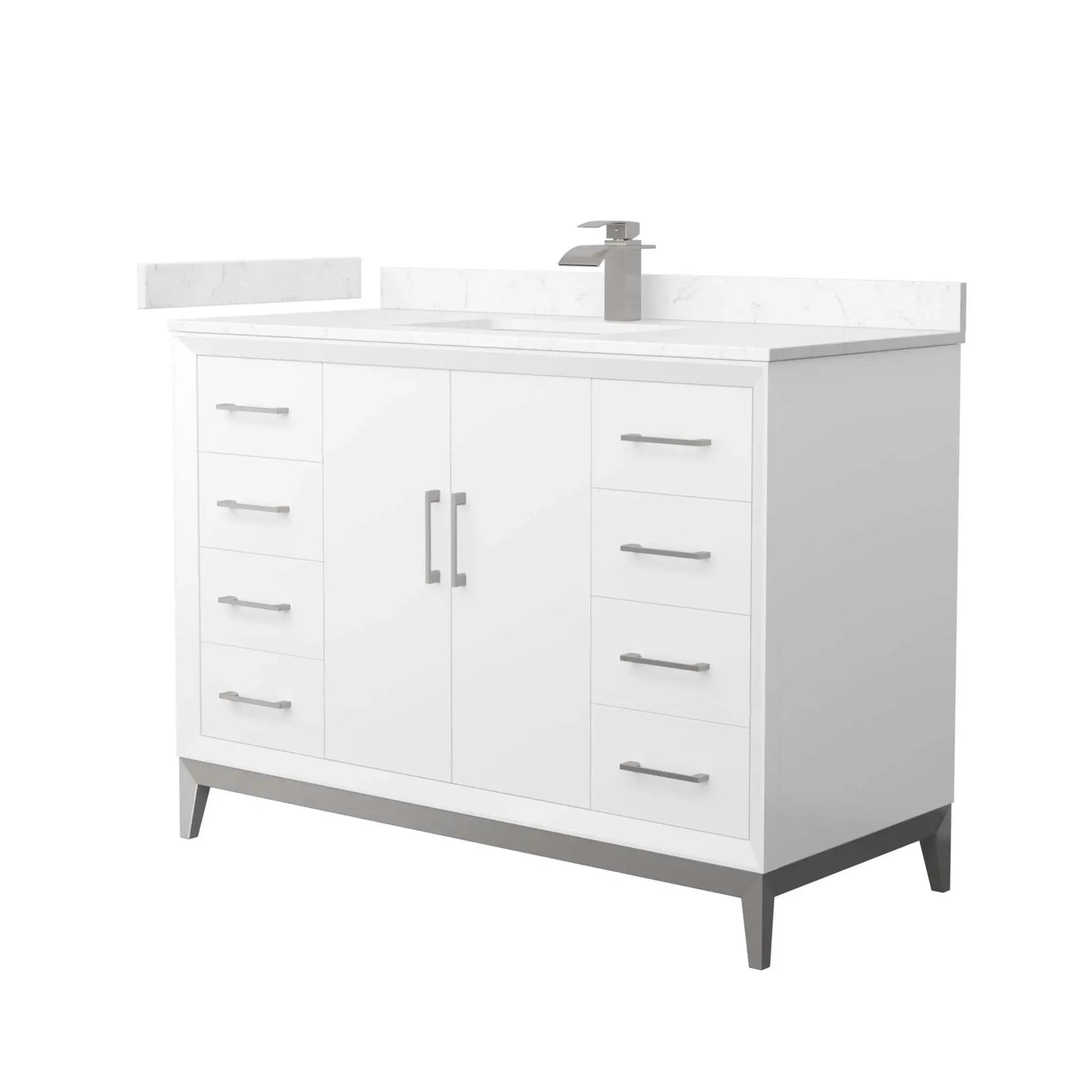 48" Amici Single Bathroom Vanity in White with Brushed Nickel Trim by Wyndham