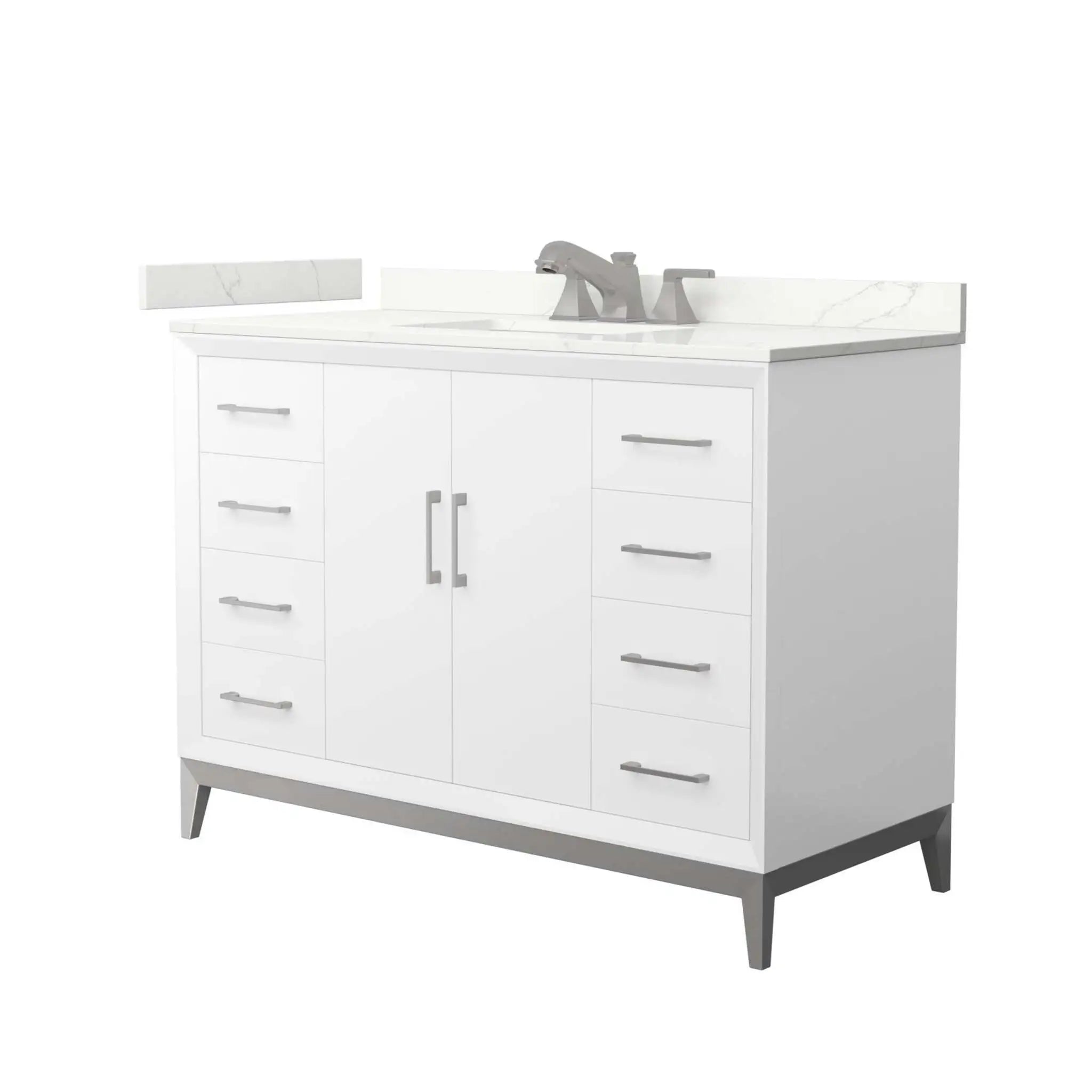 48" Amici Single Bathroom Vanity in White with Brushed Nickel Trim by Wyndham