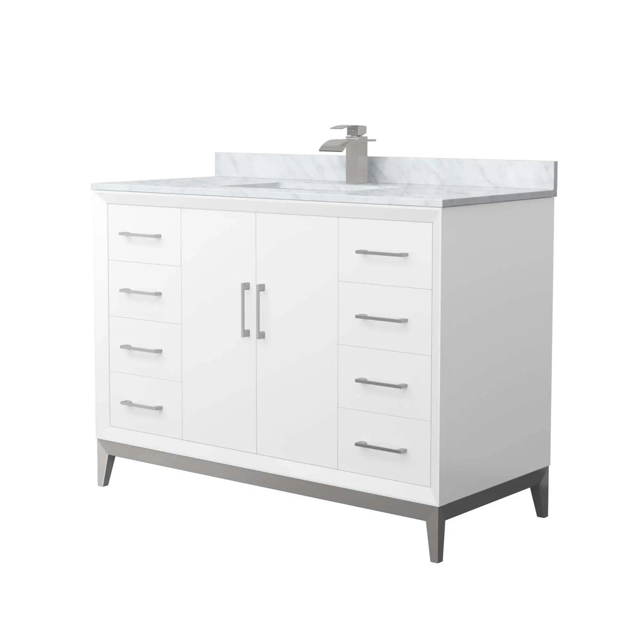 48" Amici Single Bathroom Vanity in White with Brushed Nickel Trim by Wyndham