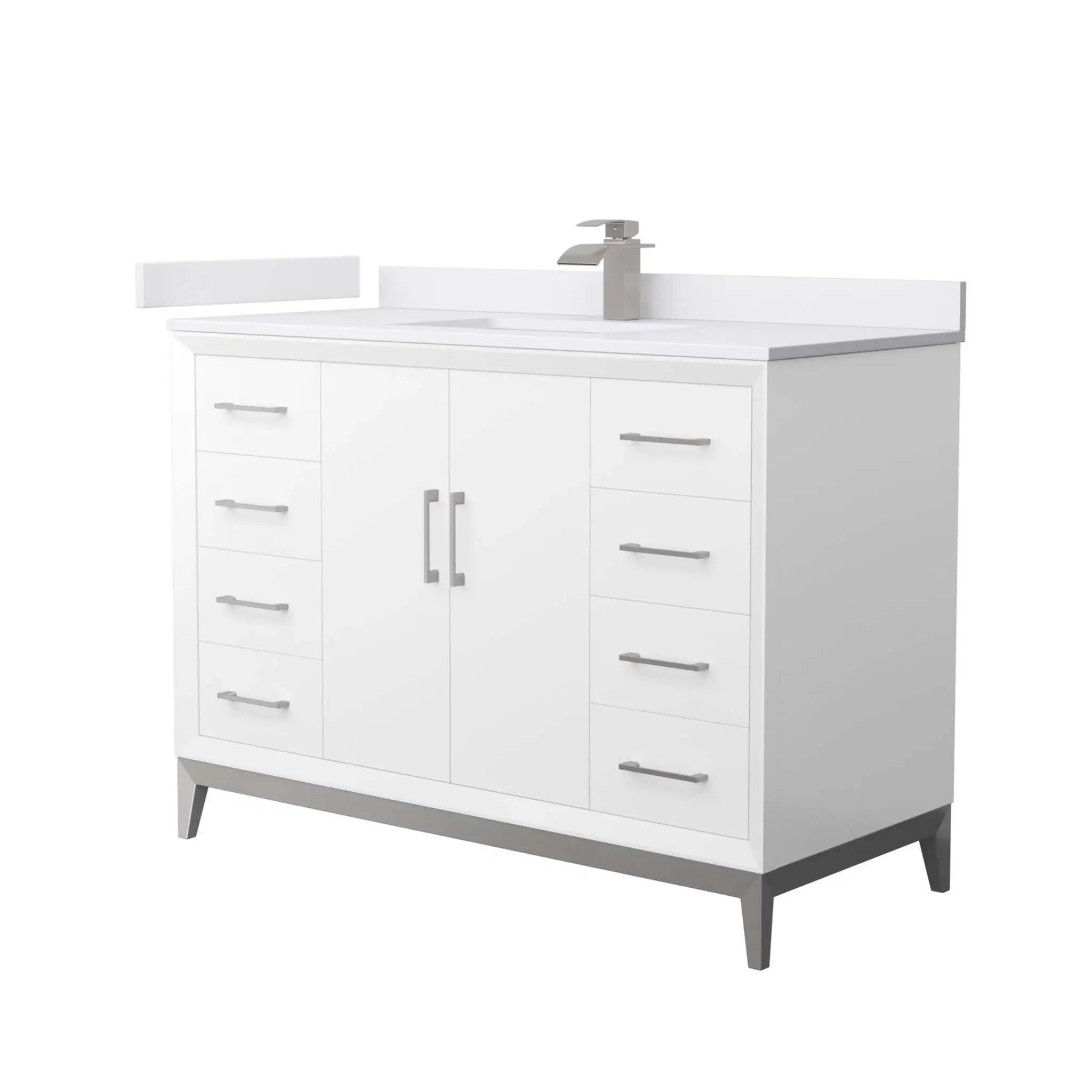 48" Amici Single Bathroom Vanity in White with Brushed Nickel Trim by Wyndham