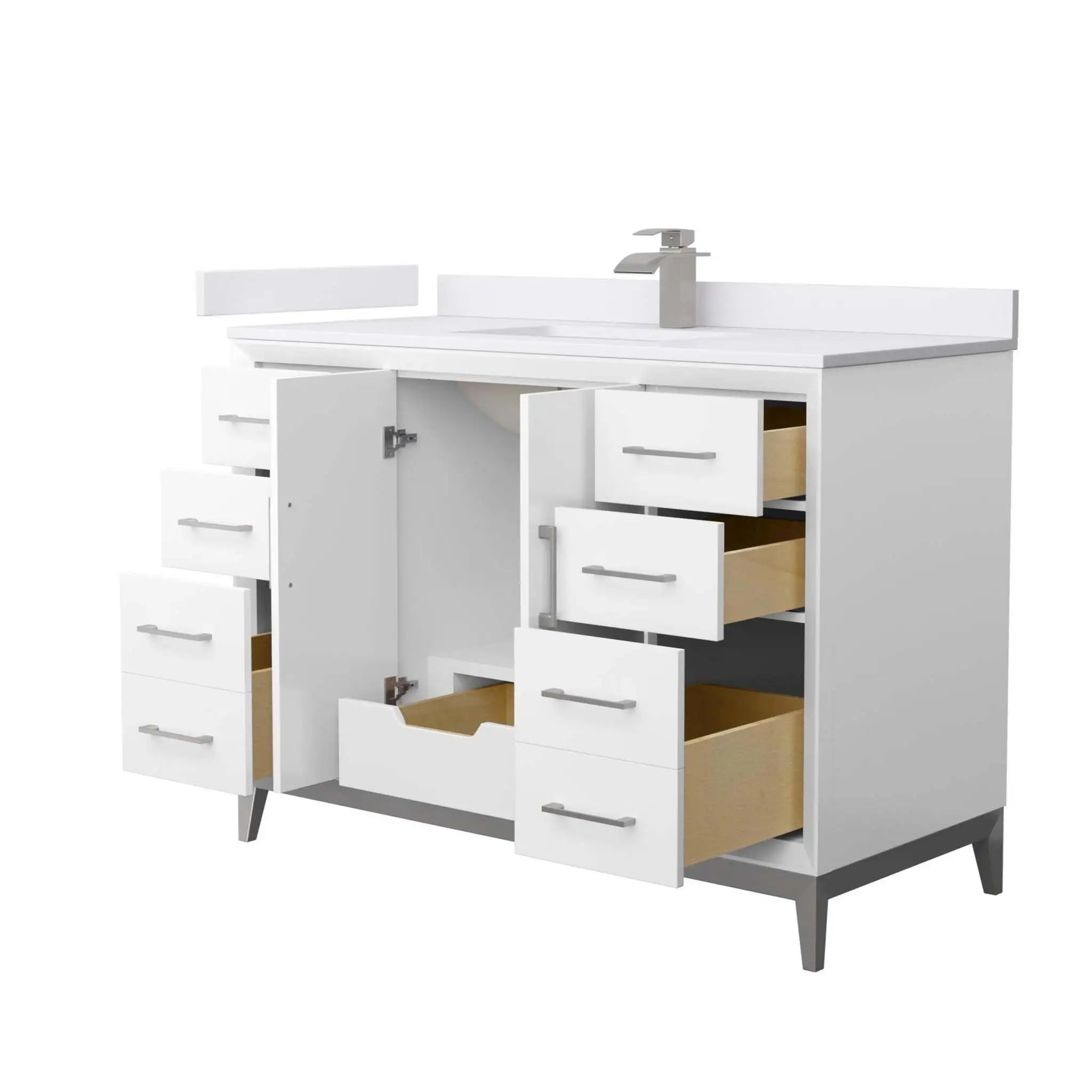 48" Amici Single Bathroom Vanity in White with Brushed Nickel Trim by Wyndham