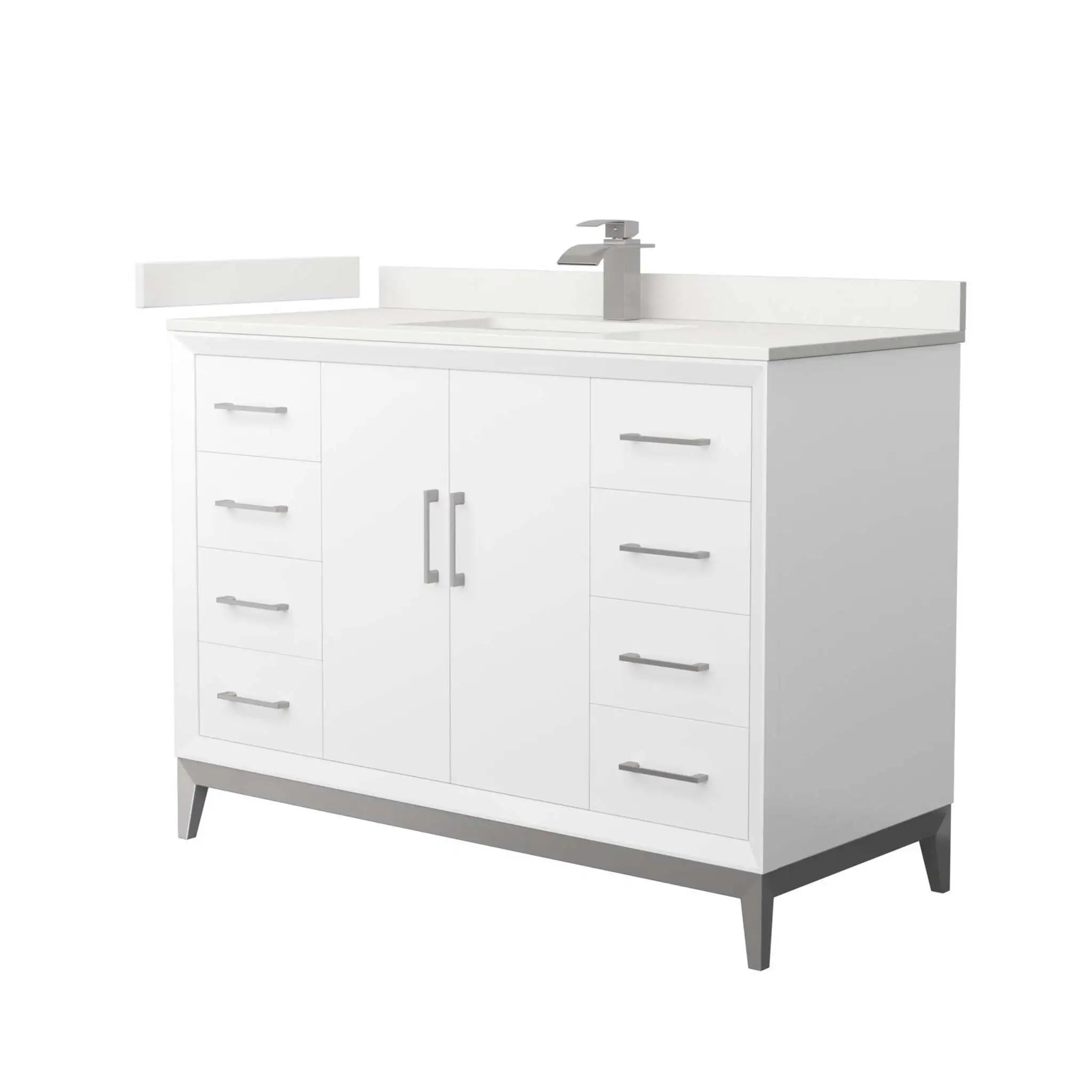 48" Amici Single Bathroom Vanity in White with Brushed Nickel Trim by Wyndham
