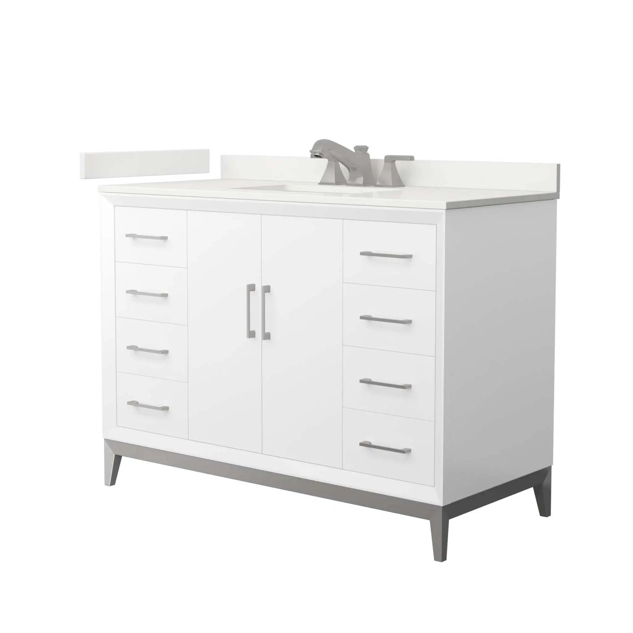 48" Amici Single Bathroom Vanity in White with Brushed Nickel Trim by Wyndham