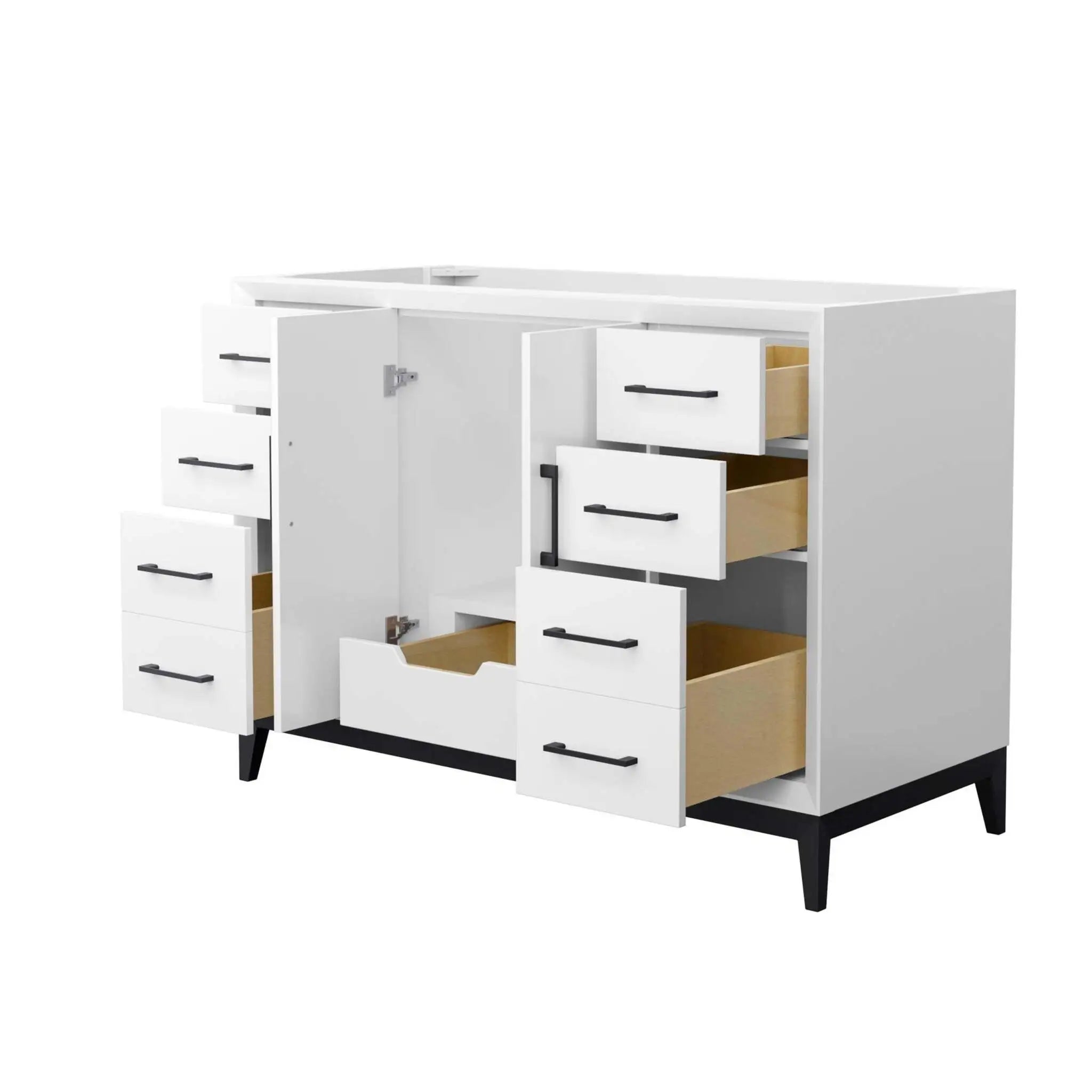 48" Amici Single Bathroom Vanity in White with Matte Black Trim by Wyndham