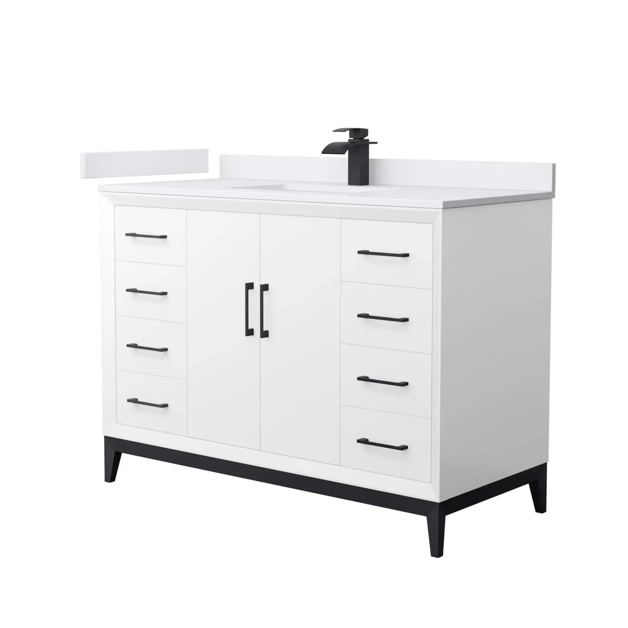 48" Amici Single Bathroom Vanity in White with Matte Black Trim by Wyndham