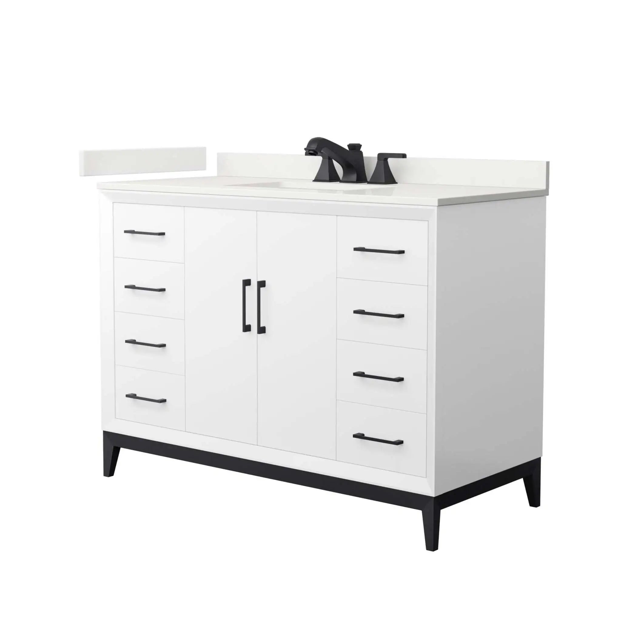48" Amici Single Bathroom Vanity in White with Matte Black Trim by Wyndham