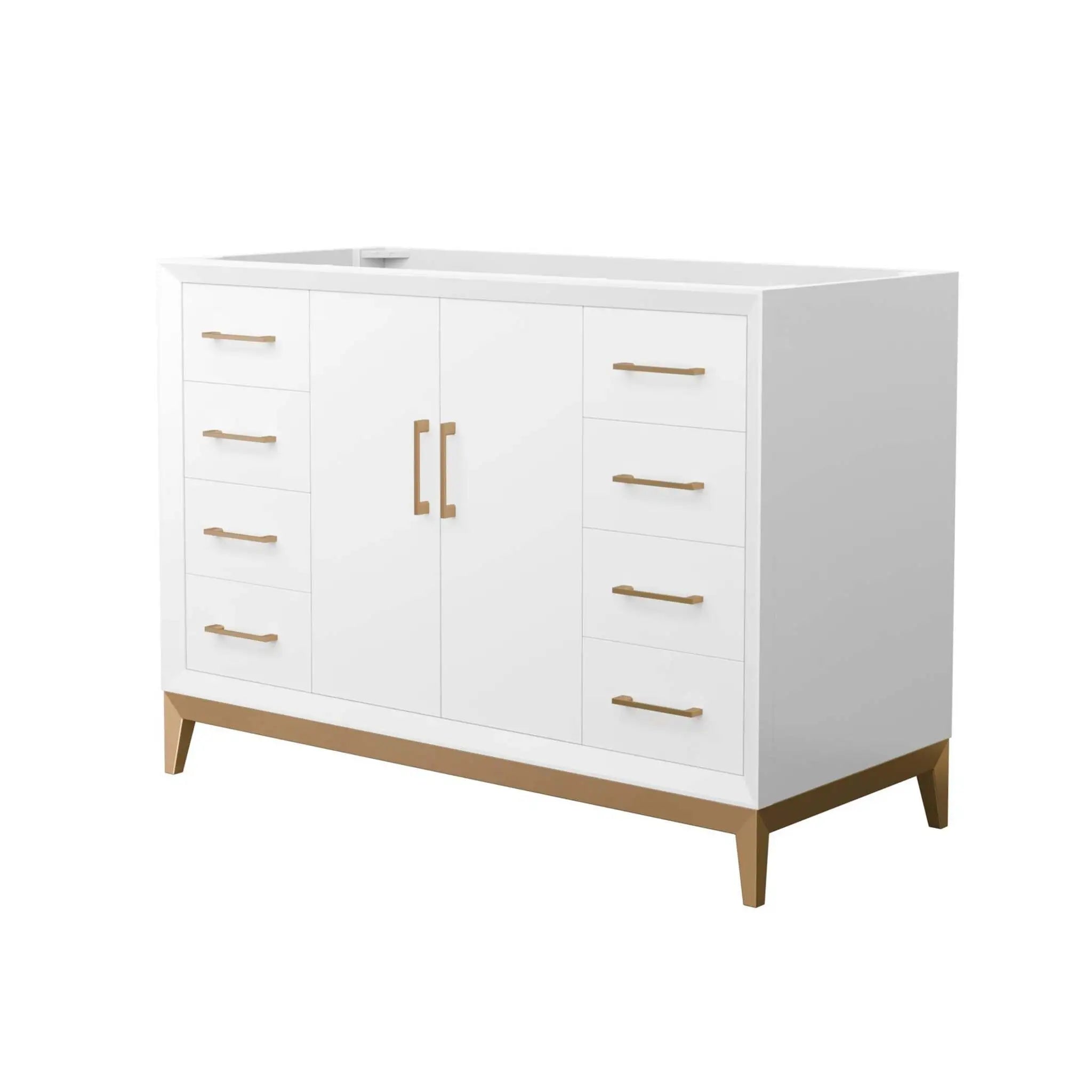 48" Amici Single Bathroom Vanity in White with Satin Bronze Trim by Wyndham