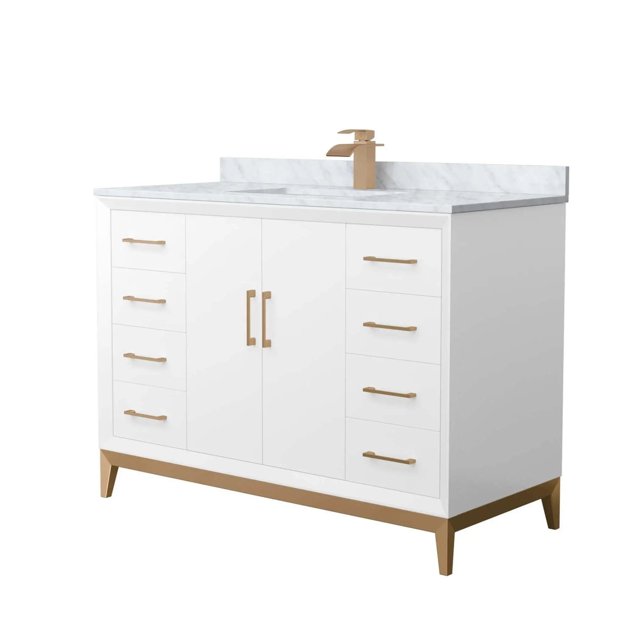 48" Amici Single Bathroom Vanity in White with Satin Bronze Trim by Wyndham