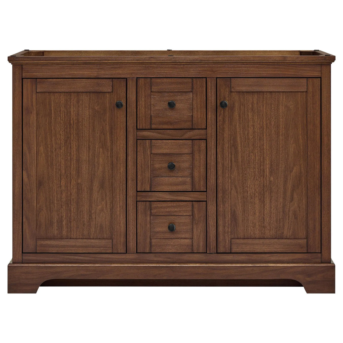 48" Avery Double Bathroom Vanity Dark Walnut Matte Black Trim by wyndham View 41