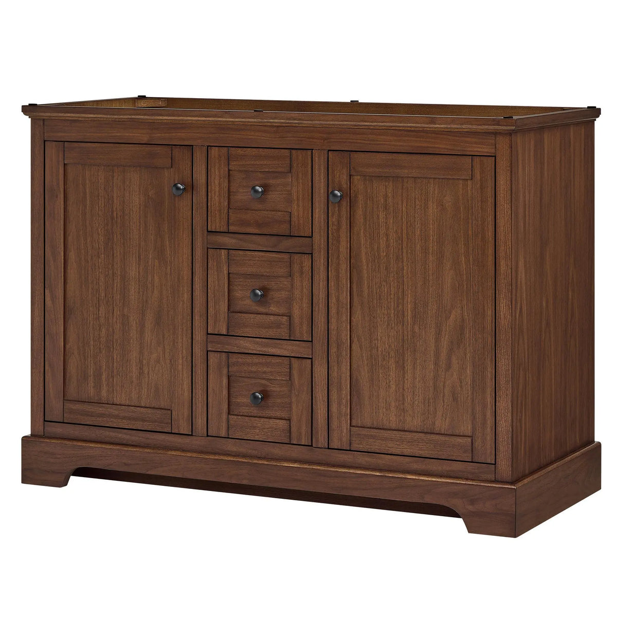 48" Avery Double Bathroom Vanity Dark Walnut Matte Black Trim by wyndham View 44
