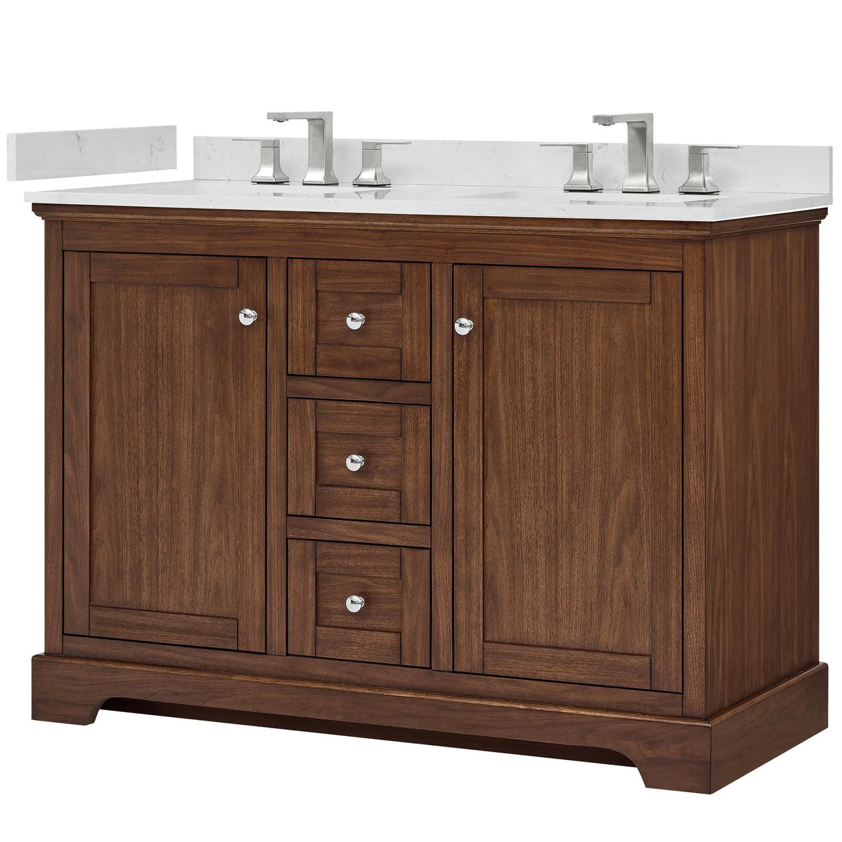 48" Avery Double Bathroom Vanity Dark Walnut Polished Chrome Trim by wyndham View 15