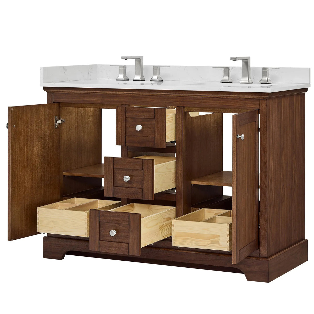 48" Avery Double Bathroom Vanity Dark Walnut Polished Chrome Trim by wyndham View 13