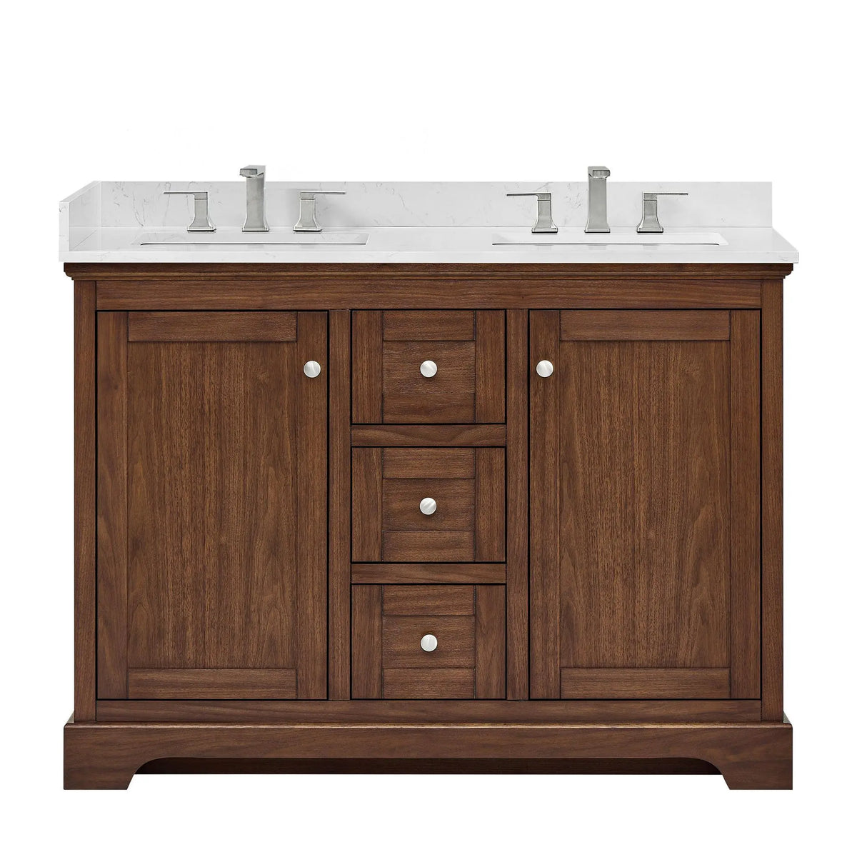 48" Avery Double Bathroom Vanity Dark Walnut Polished Chrome Trim by wyndham View 11