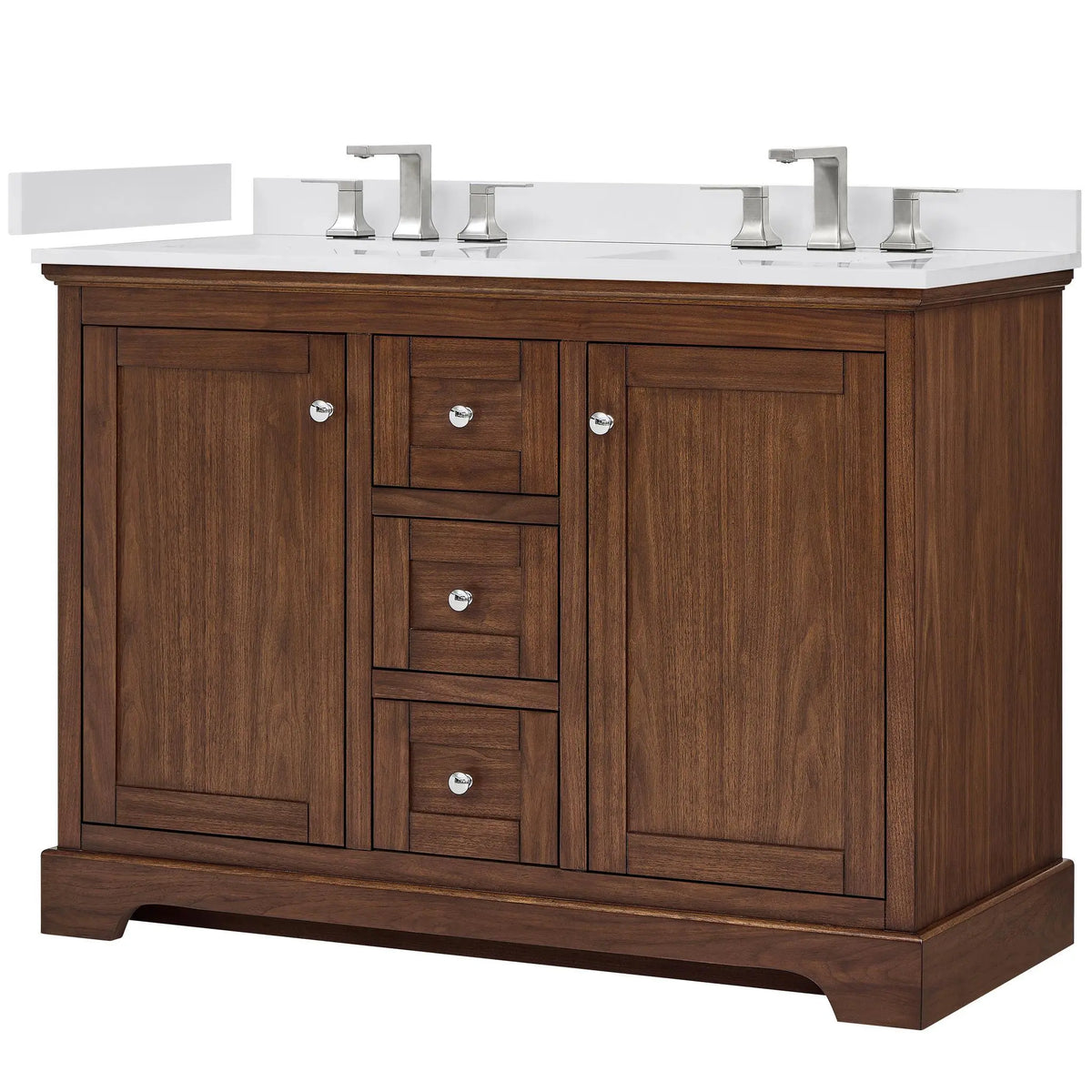 48" Avery Double Bathroom Vanity Dark Walnut Polished Chrome Trim by wyndham View 20