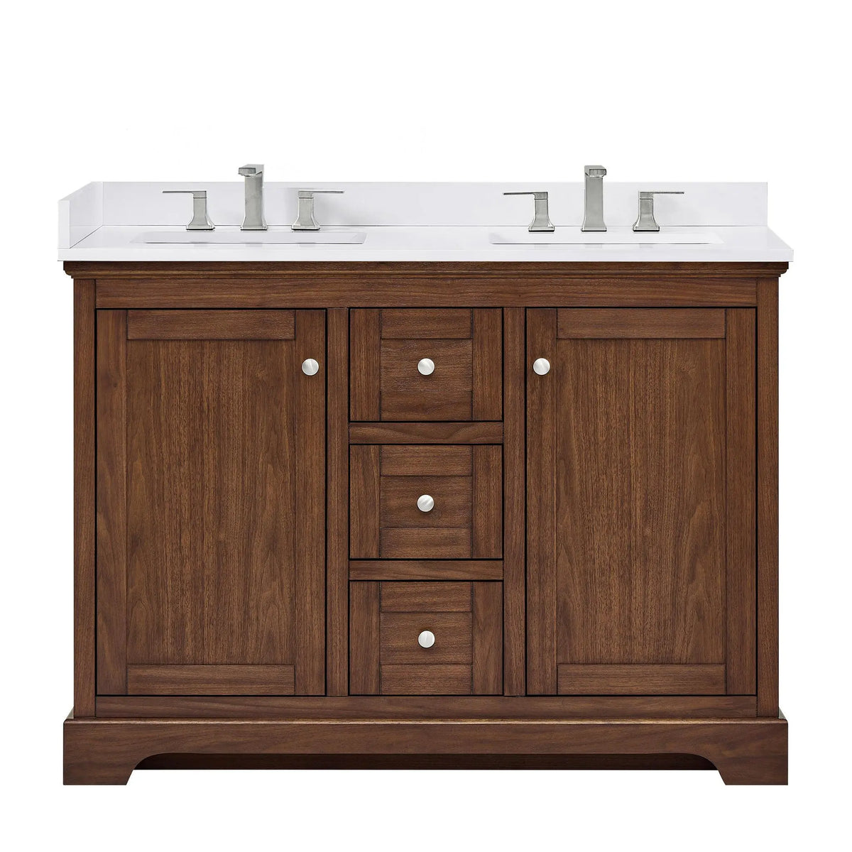 48" Avery Double Bathroom Vanity Dark Walnut Polished Chrome Trim by wyndham View 16