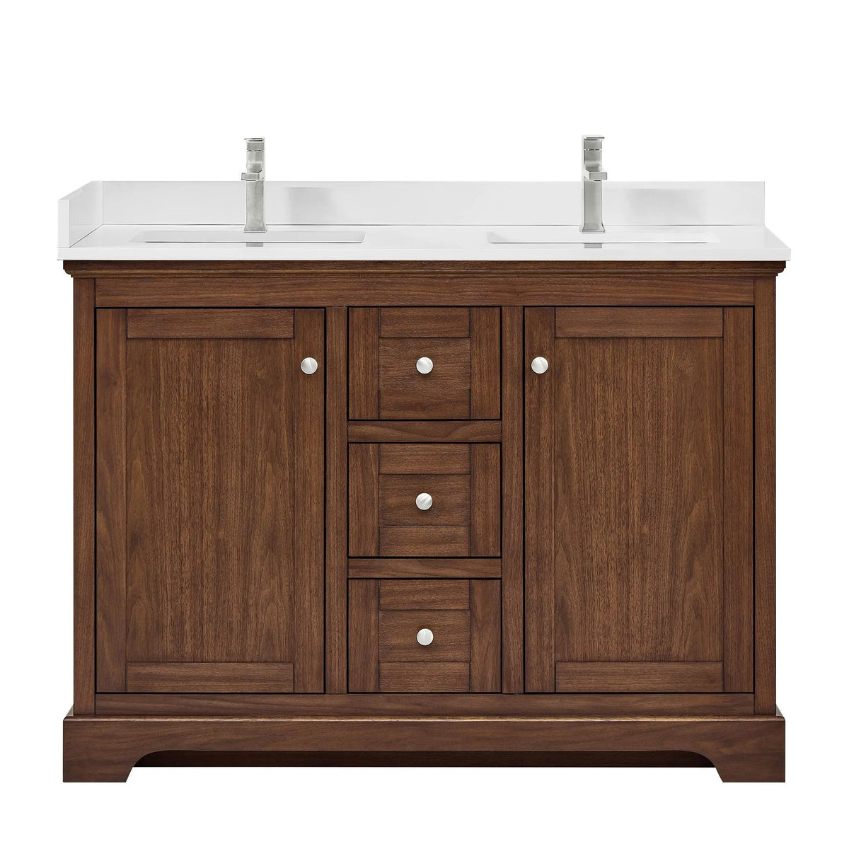 48" Avery Double Bathroom Vanity Dark Walnut Polished Chrome Trim by wyndham View 21